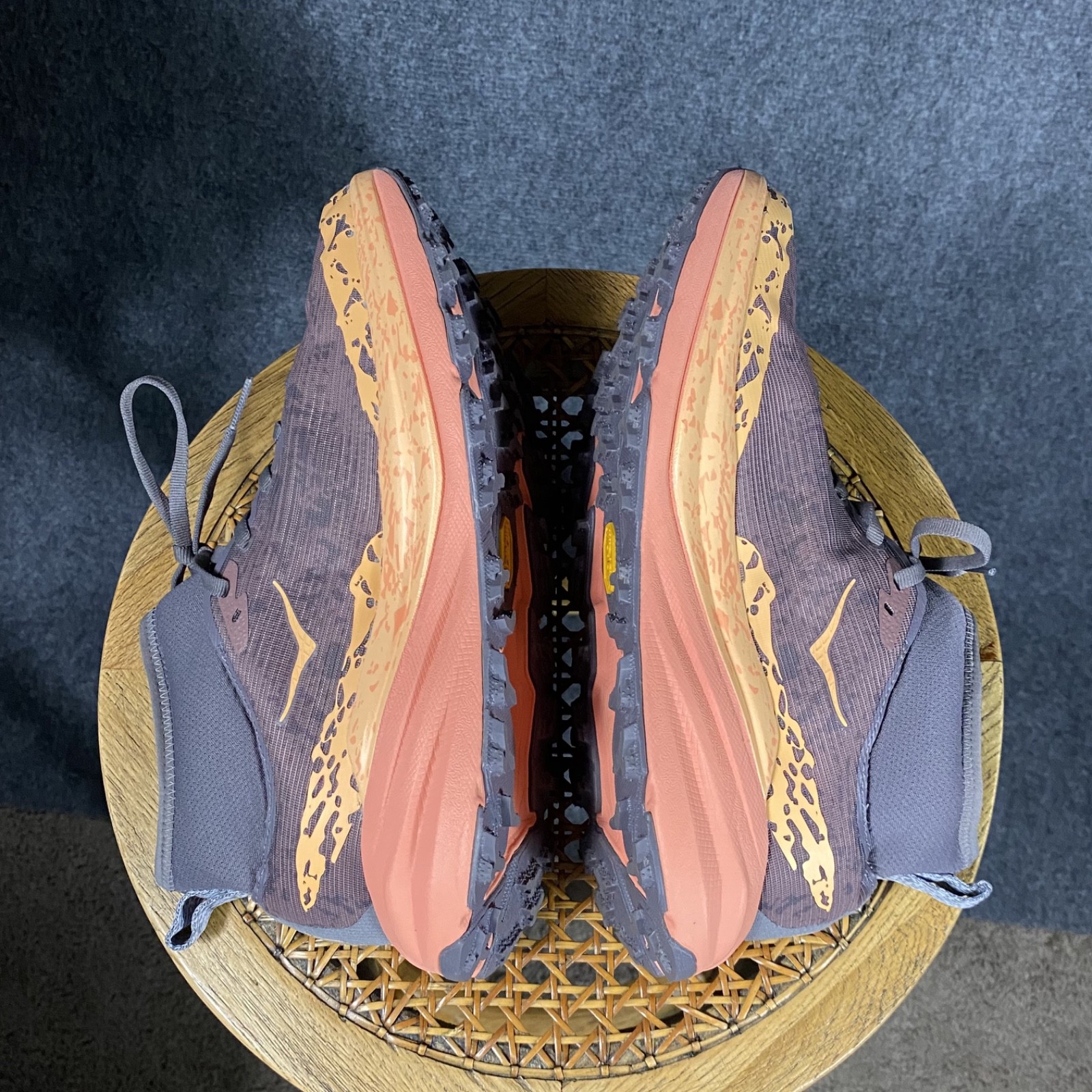 Hoka Speedgoat 6 Mid GTX Running Shoes Womens 8.5D Orange Grey Sneaker Excellent
