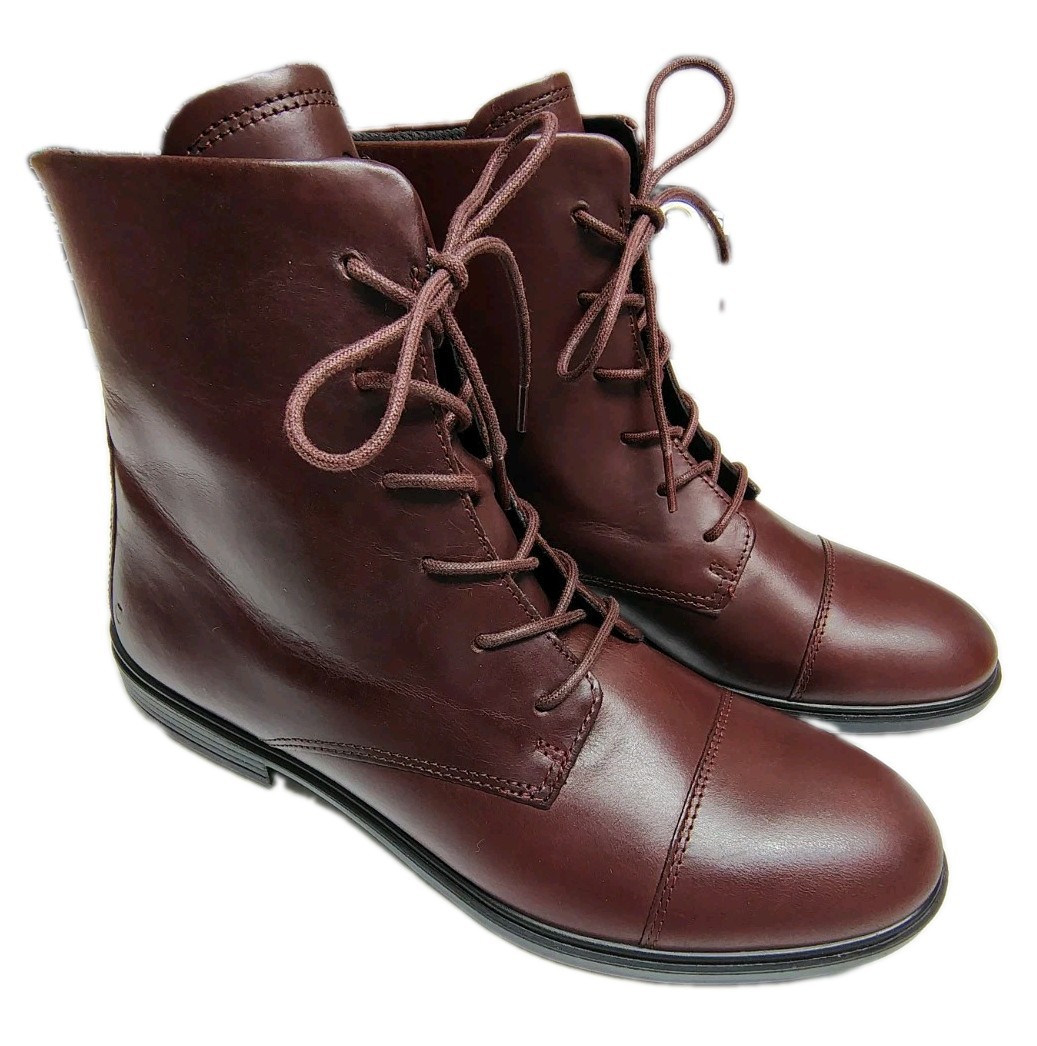 ECCO Touch 15 Lace Up Leather Ankle Booties Oxford Boots US Women 8-8.5 EU39 NEW
