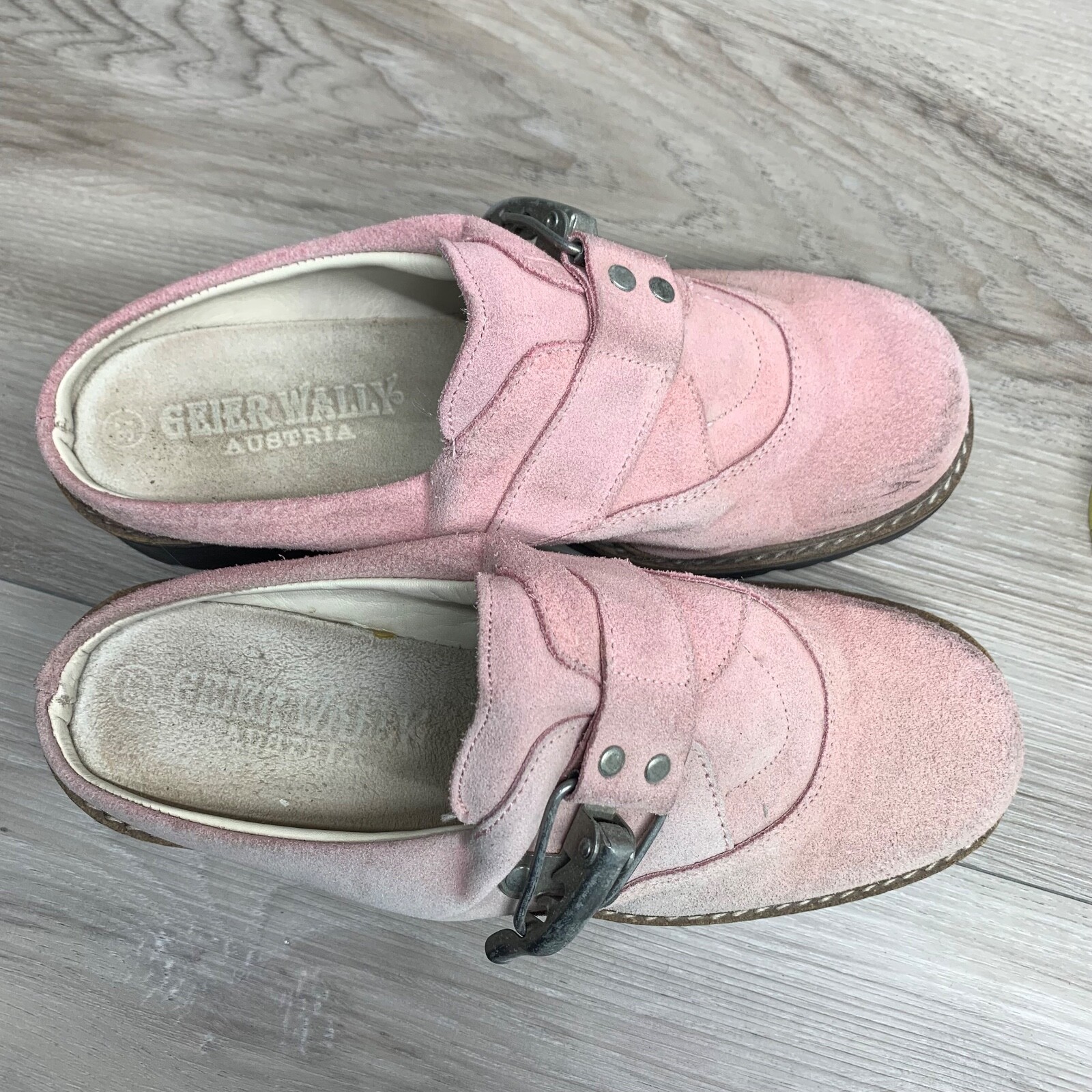 GEIER WALLY AUSTRIA Women’s 6-6.5 EU 37 US Suede Leather Mules Slides Clogs Pink