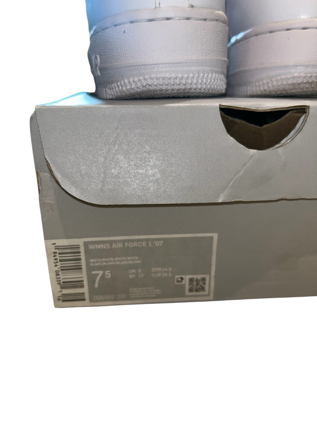 Nike Air Force 1 ’07 Women’s Low Top Triple White Leather Sneakers DD8959-100