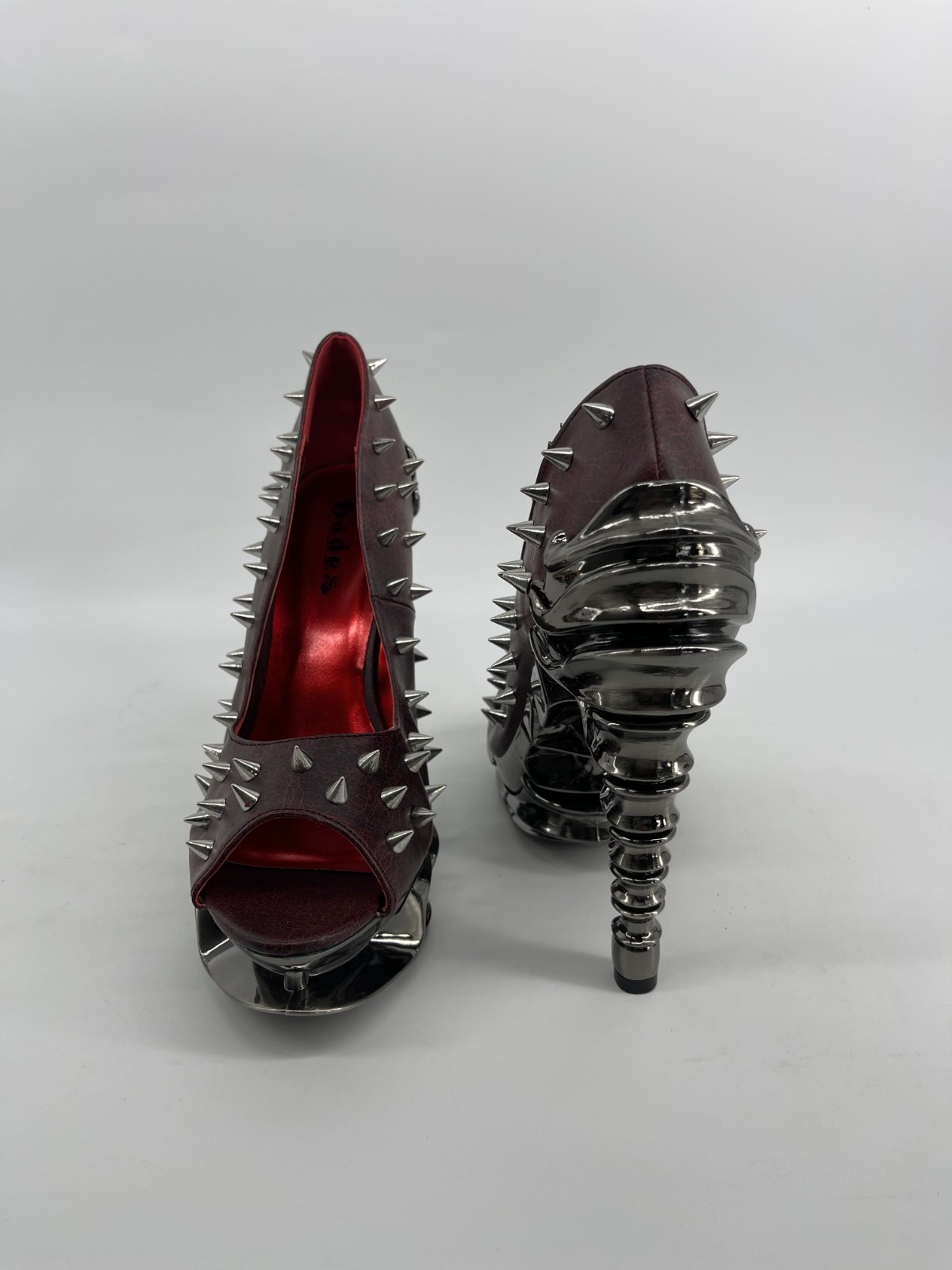 Hades Shoes – Talon – Burgundy Spiked 5″ Heel – Size 10