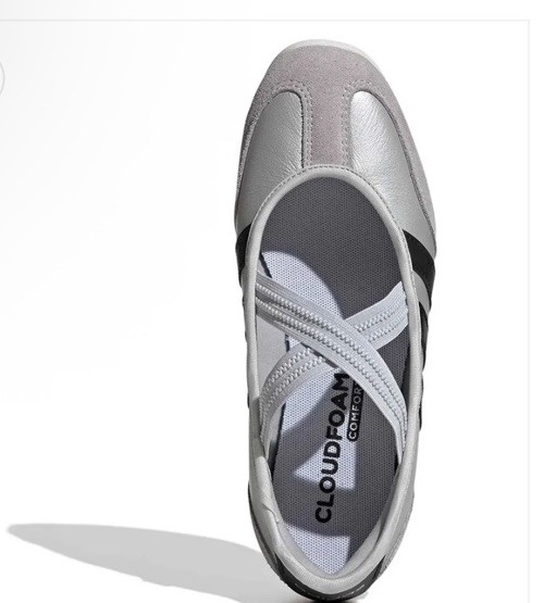 New adidas Barreda Sz 7 Mary Jane Silver Metallic Core Black Casual Shoes *read*