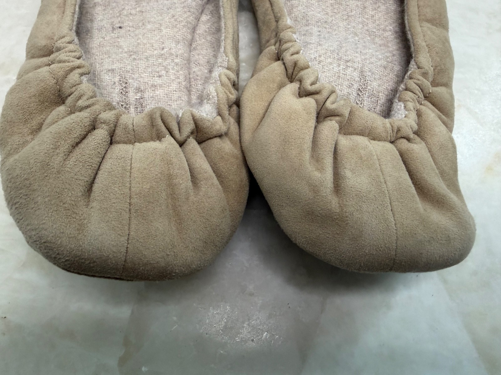 New Loro Piana Suede Ballerina Slippers 100% Cashmere Lined + Travel Pouch 38
