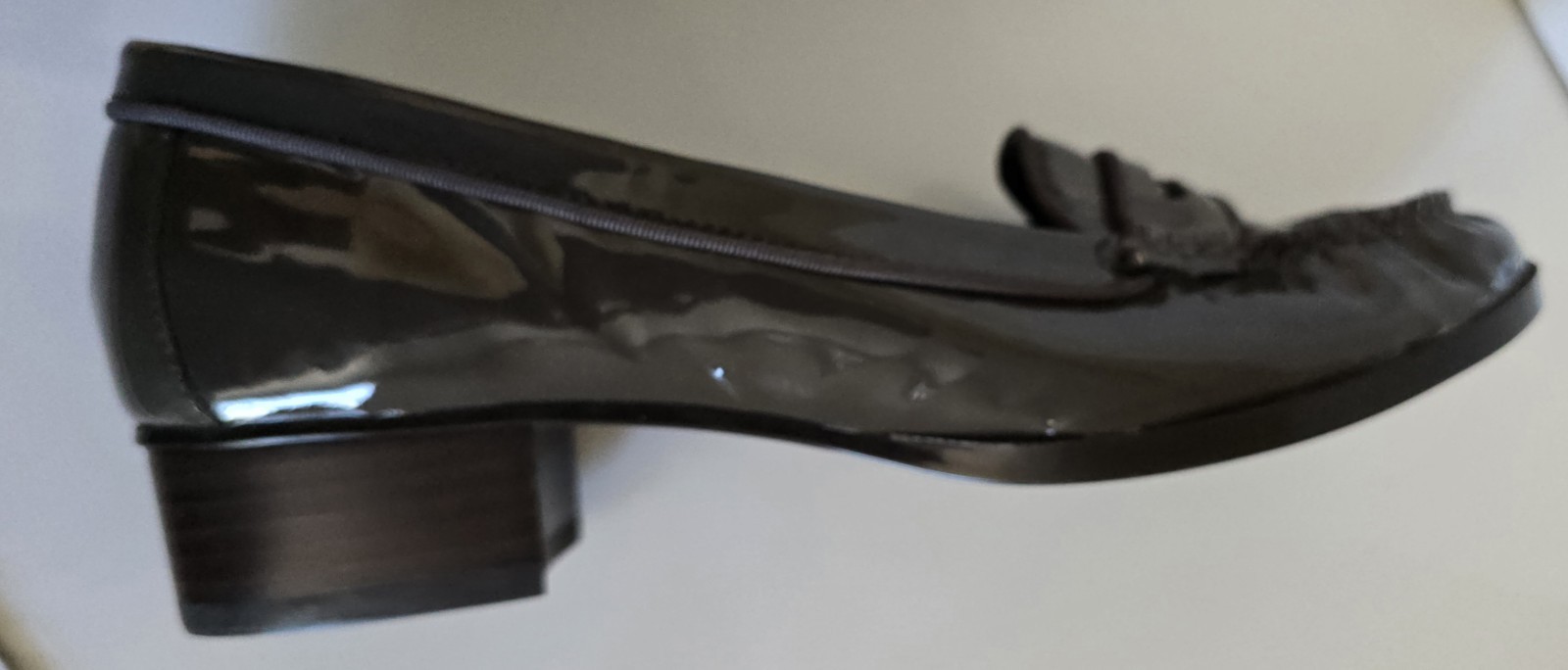 Lauren Ralph Lauren Penny Loafers Brown Gray Patent Leather Women’s 9