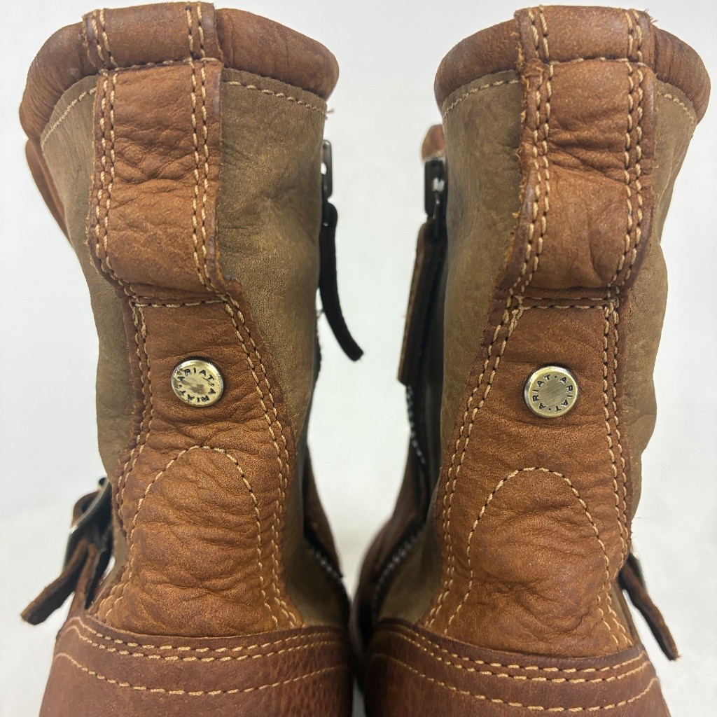 Ariat Savannah Waterproof Leather Ankle Boot Women 7.5B Brown Buckle 10042452