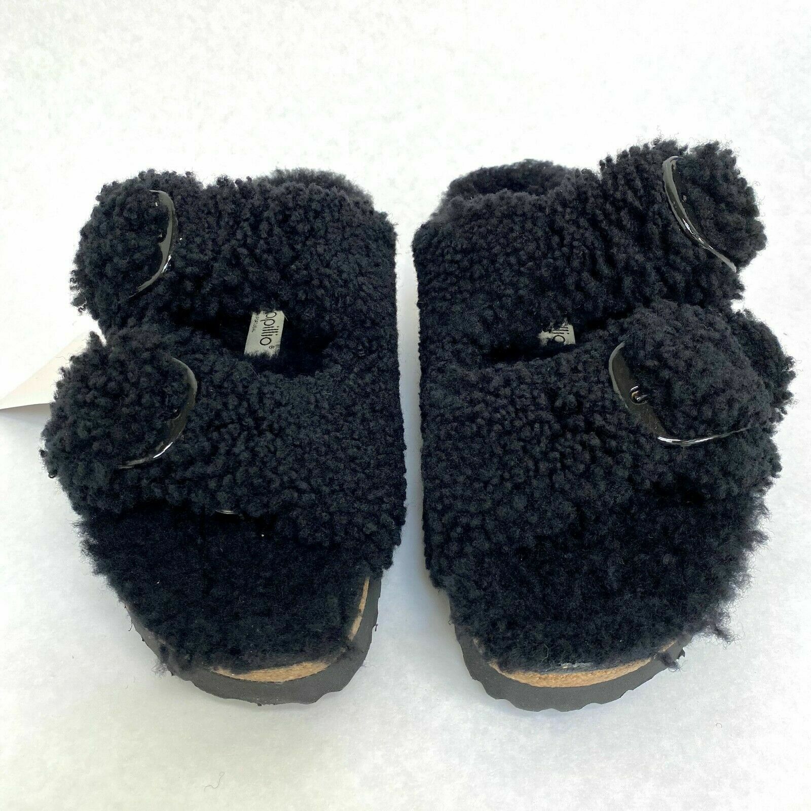 New with Box Birkenstock Arizona Papillio Big Buckle Teddy Black 1021705 Narrow