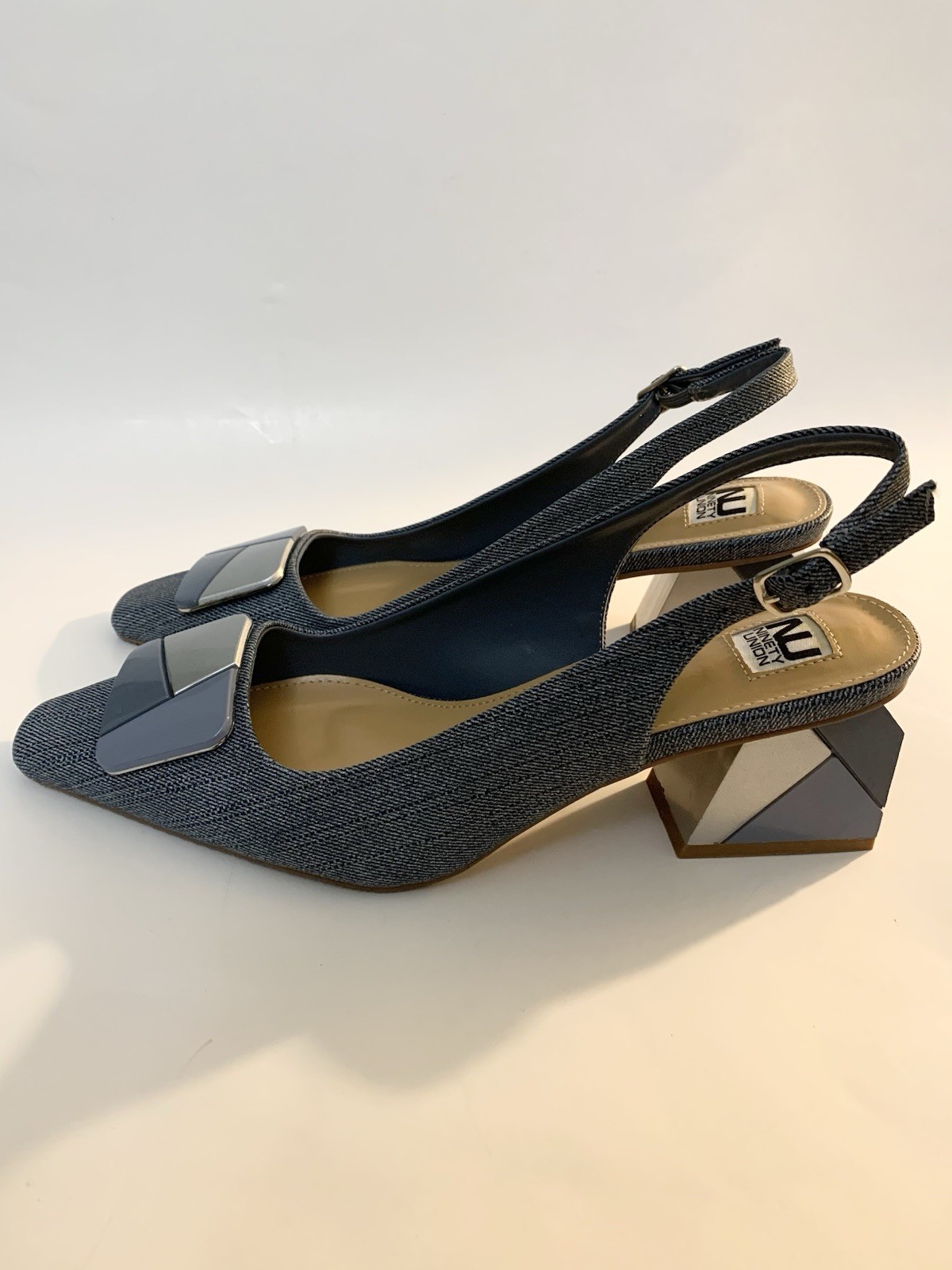 Ninety Union Sally Slingback Block Heel in Denim Blue (Size 10)
