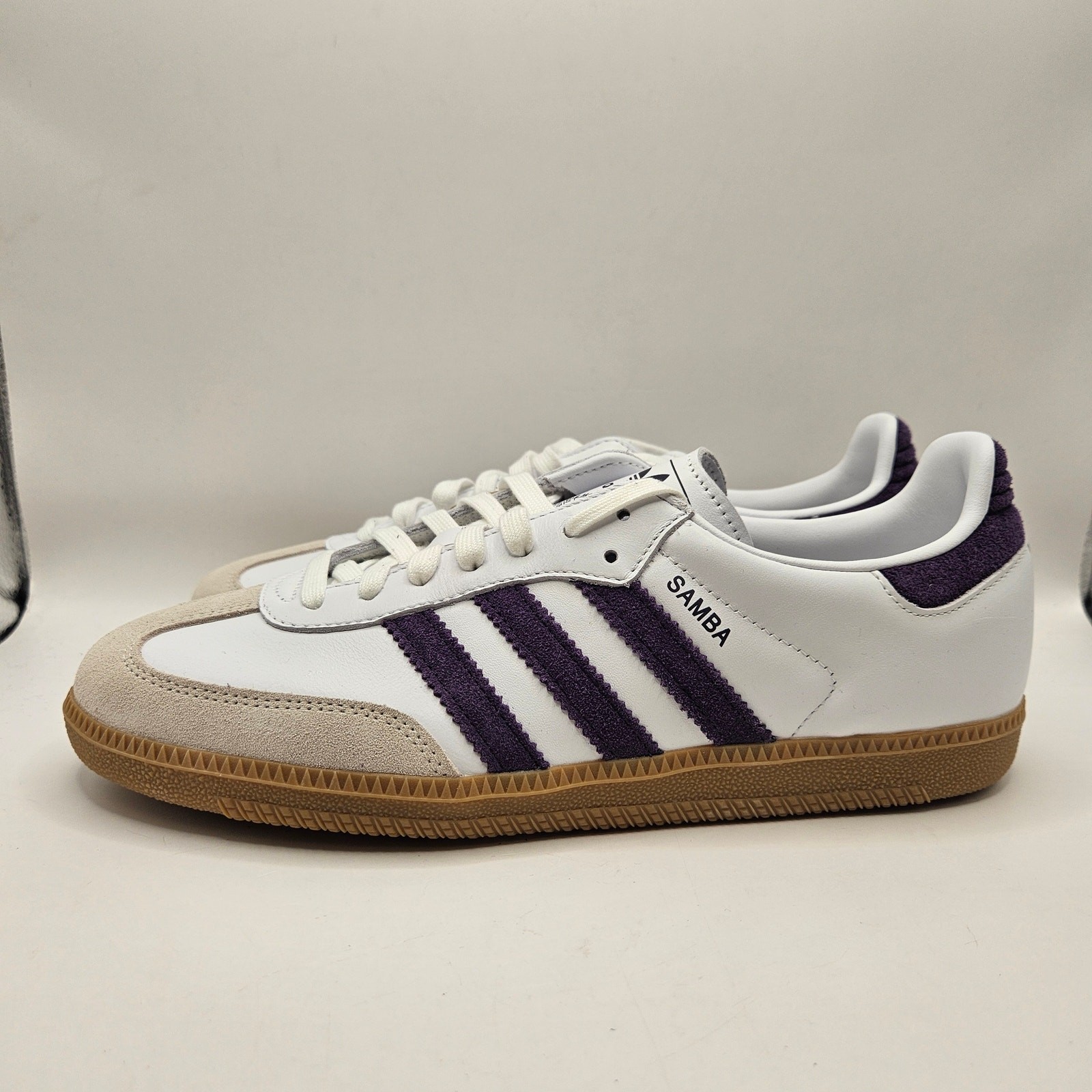 ADIDAS ORIGINALS WOMEN’S 10 SAMBA OG WHITE ALUMINA AURORA PLUM NWOB JS1392