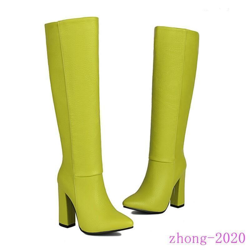Chic Women’s Faux Leather Block Heel Knee High Boots Casual Outdoor Party Shoes