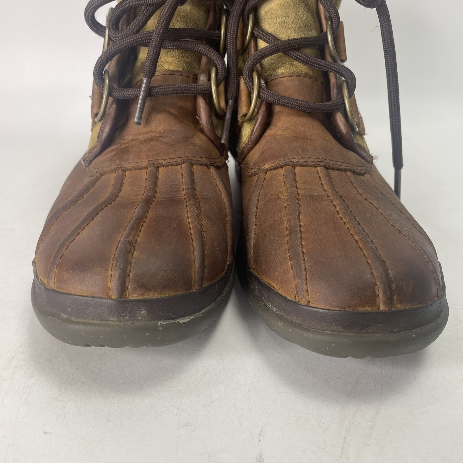 UGG «Cecile» Chestnut Waterproof Leather Lace Up Buckle Duck Boots Women’s 5.5