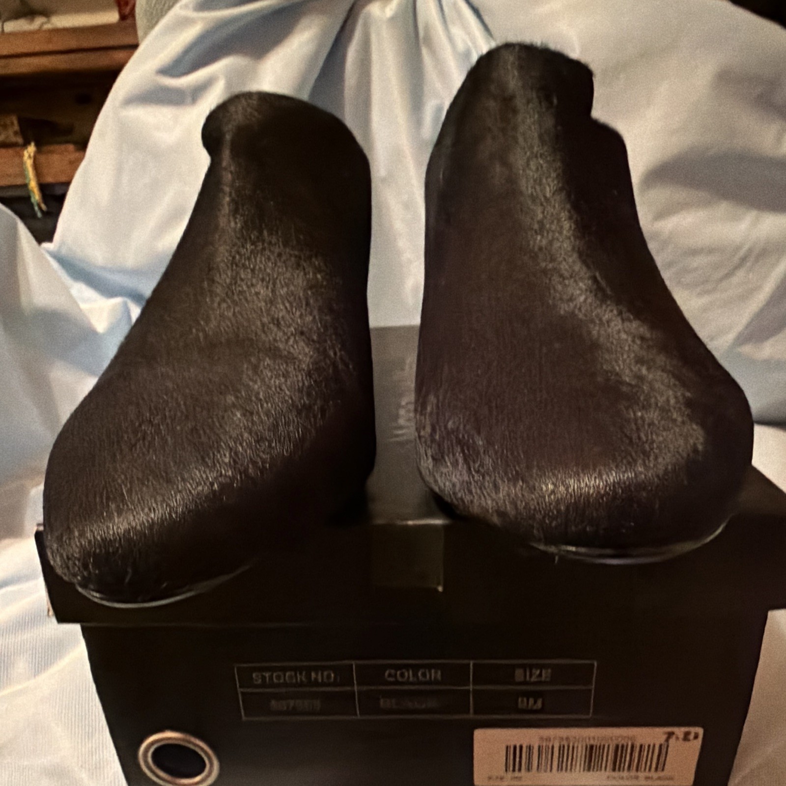 Women’s Black Hair Calf Pointed Toe Slip-On Mule Block Heel US 9 M