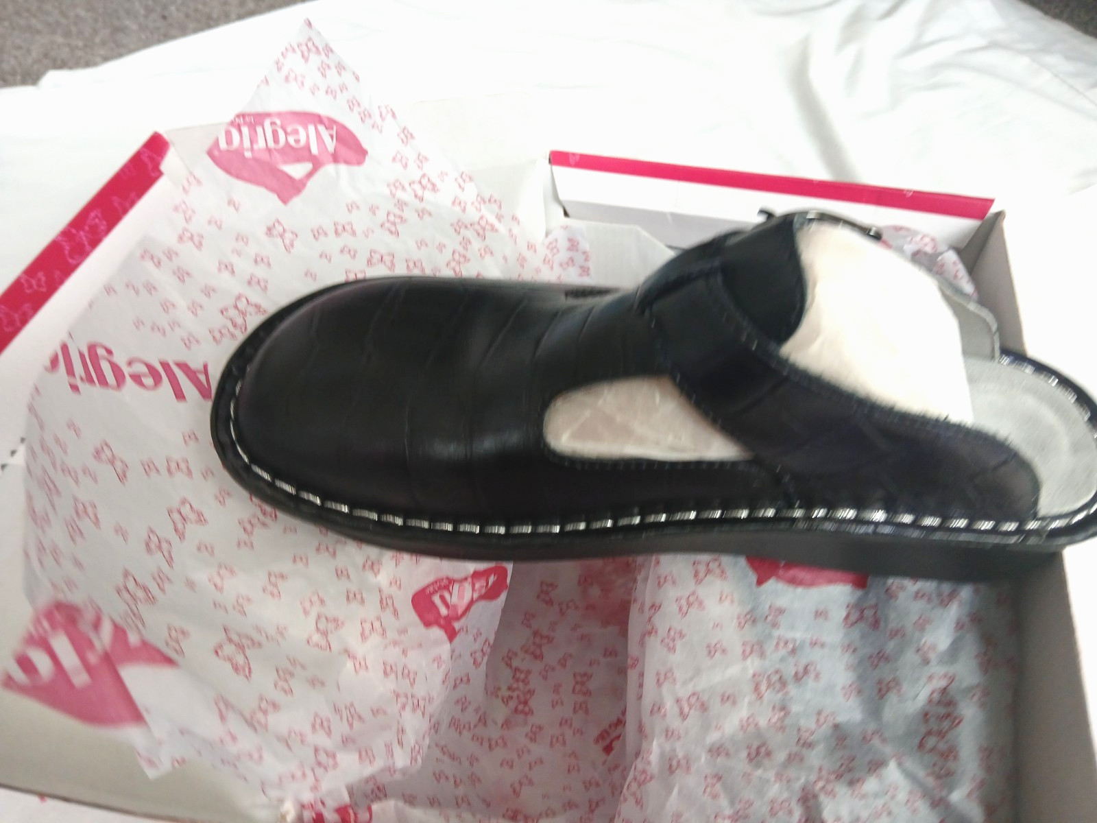 Alegria Classic Clog Women 37 US 6.5-7 Black Leather Color Open Back NWB