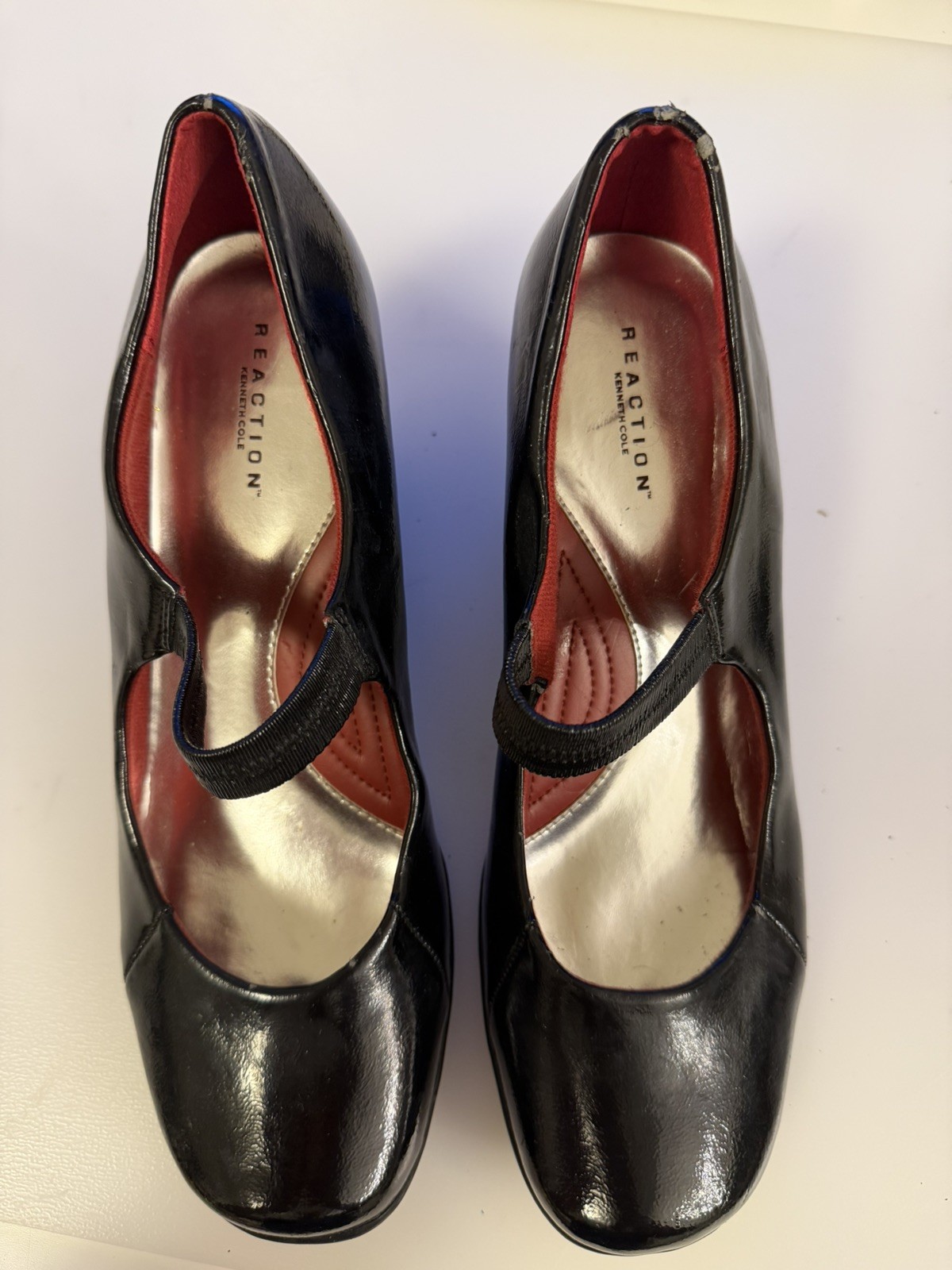 Reaction Kenneth Cole Black Patent Leather Mary Jane Wedge Heels | Comfort Shoes