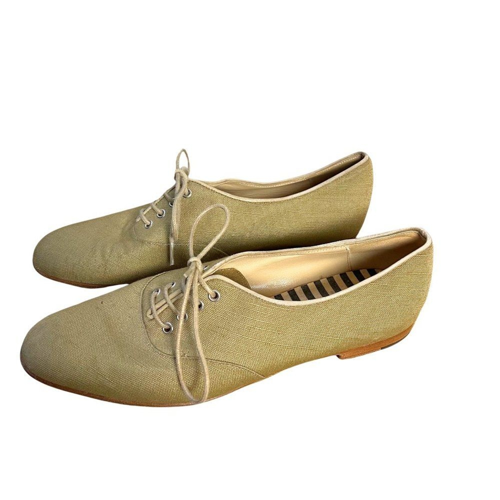 Manolo Blahnik Sage Raw Silk Lace Up Oxfords Size 37/6.5 Celebrity Quiet Luxury
