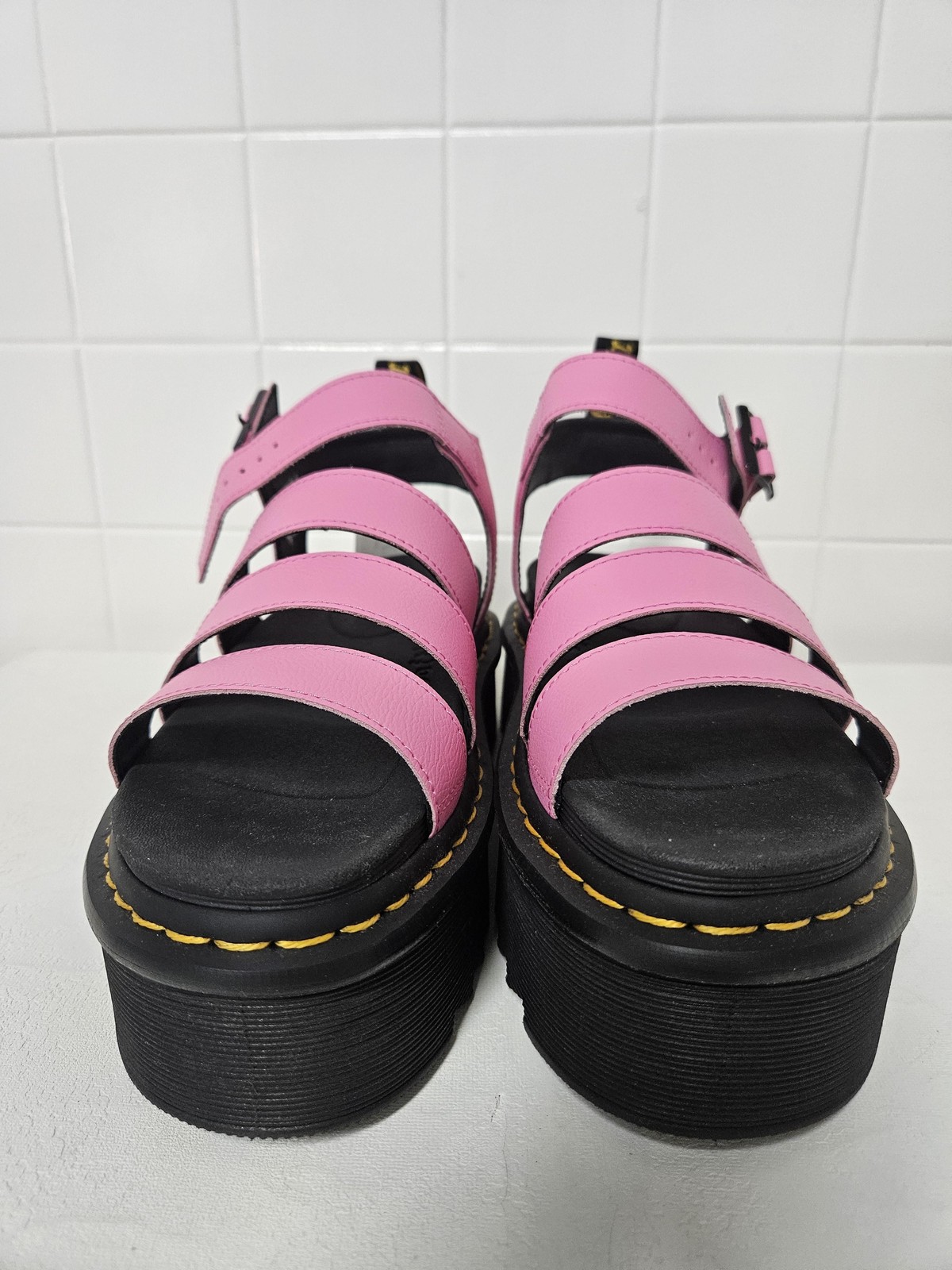 Dr Martens Sandals Womens Size 10 Pink Blaire Quad Platform Strappy Buckle