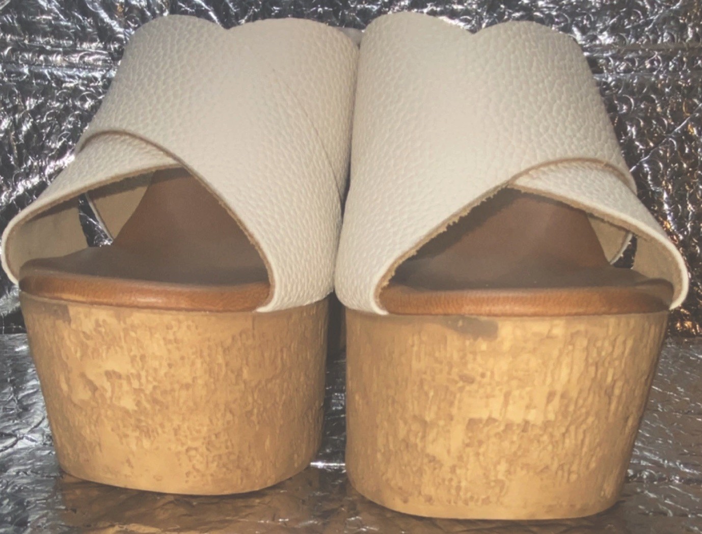 STEVE MADDEN Beige Brown Synthetic Strappy Block Slip On Sandals Women’s US 6