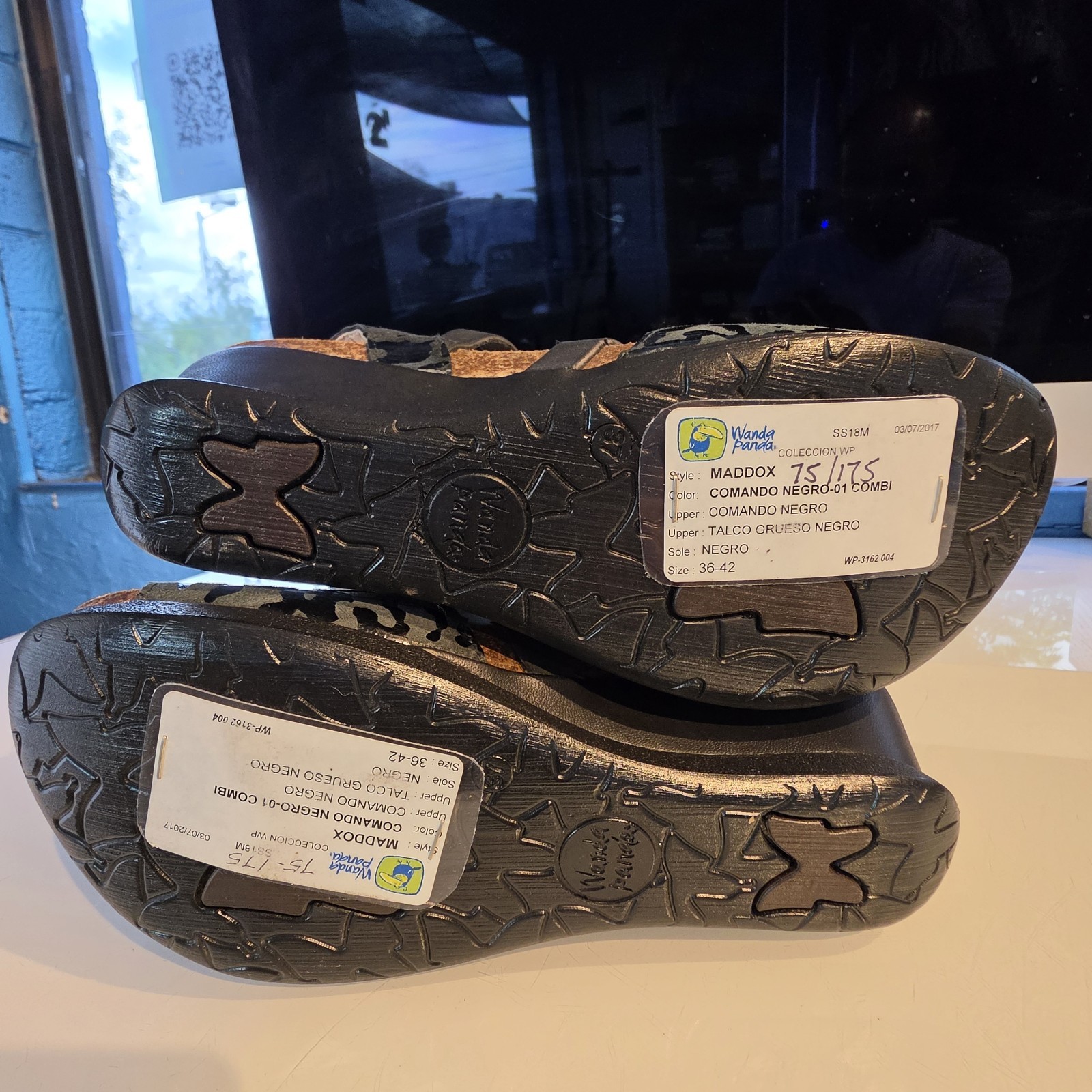Wanda Panda Maddox Wedge Sandals EU 37 US 6.5-7 Black Leather Leopard Spain