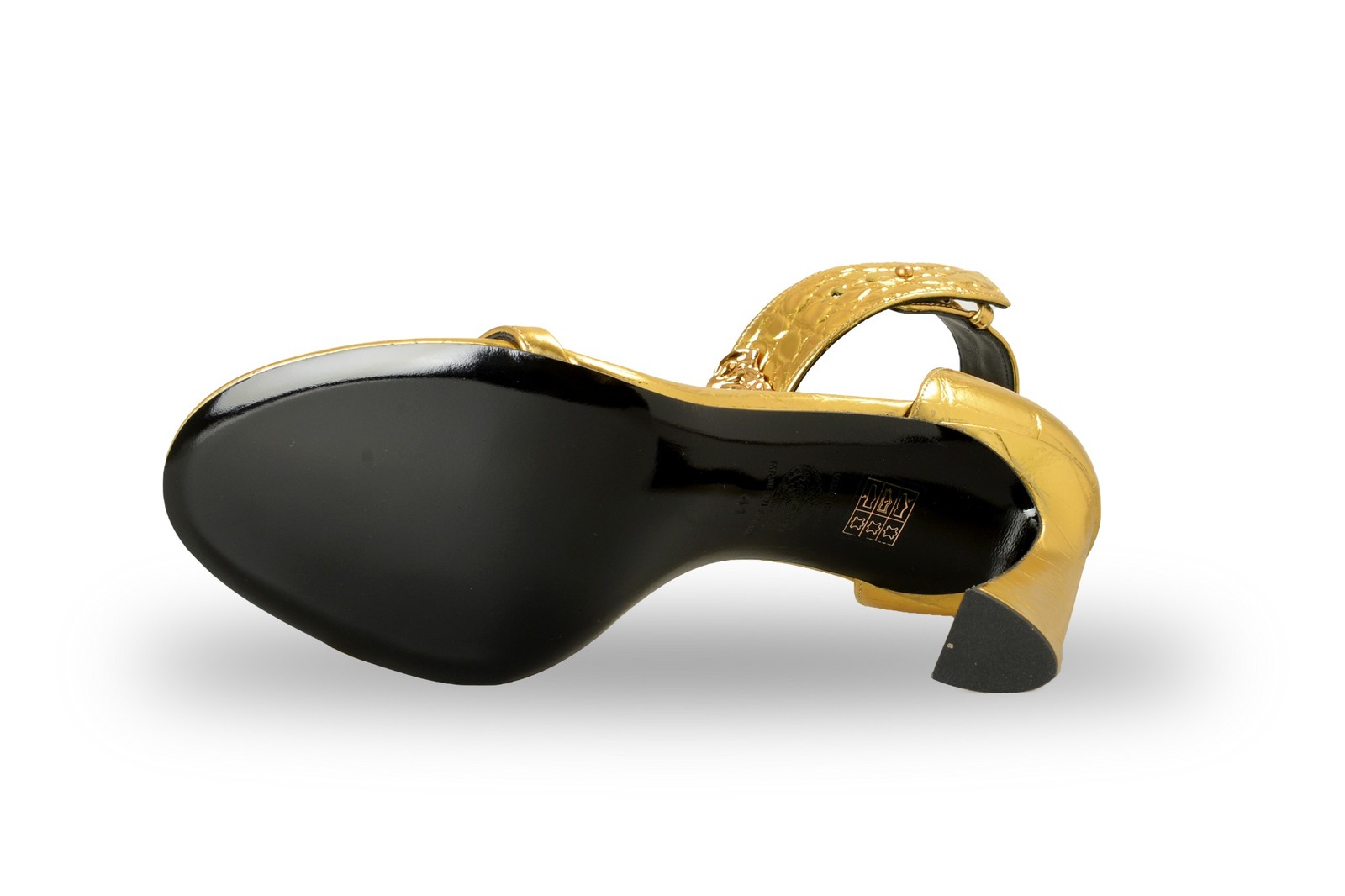 Versace Women’s Gold 100% Leather Croc Print Sandals Shoes US 6 IT 36