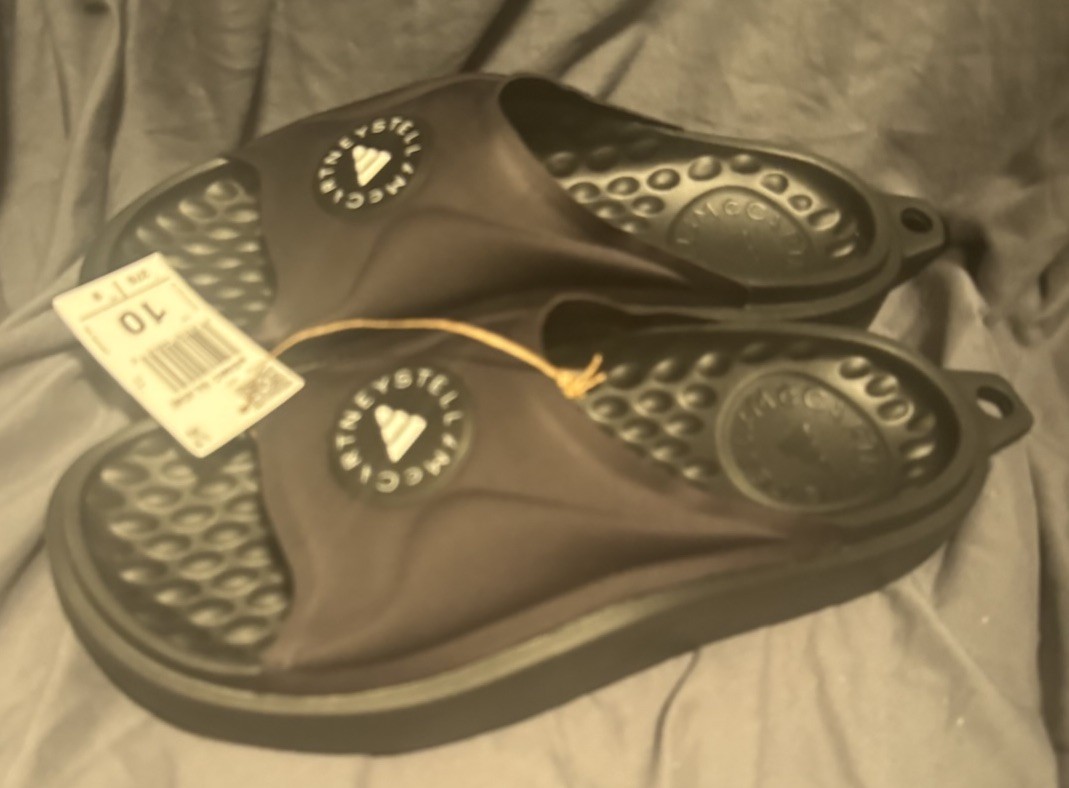 Adidas Stella McCartney Slide Shoes Slippers Core Black (JS0265) Size 10 Womens