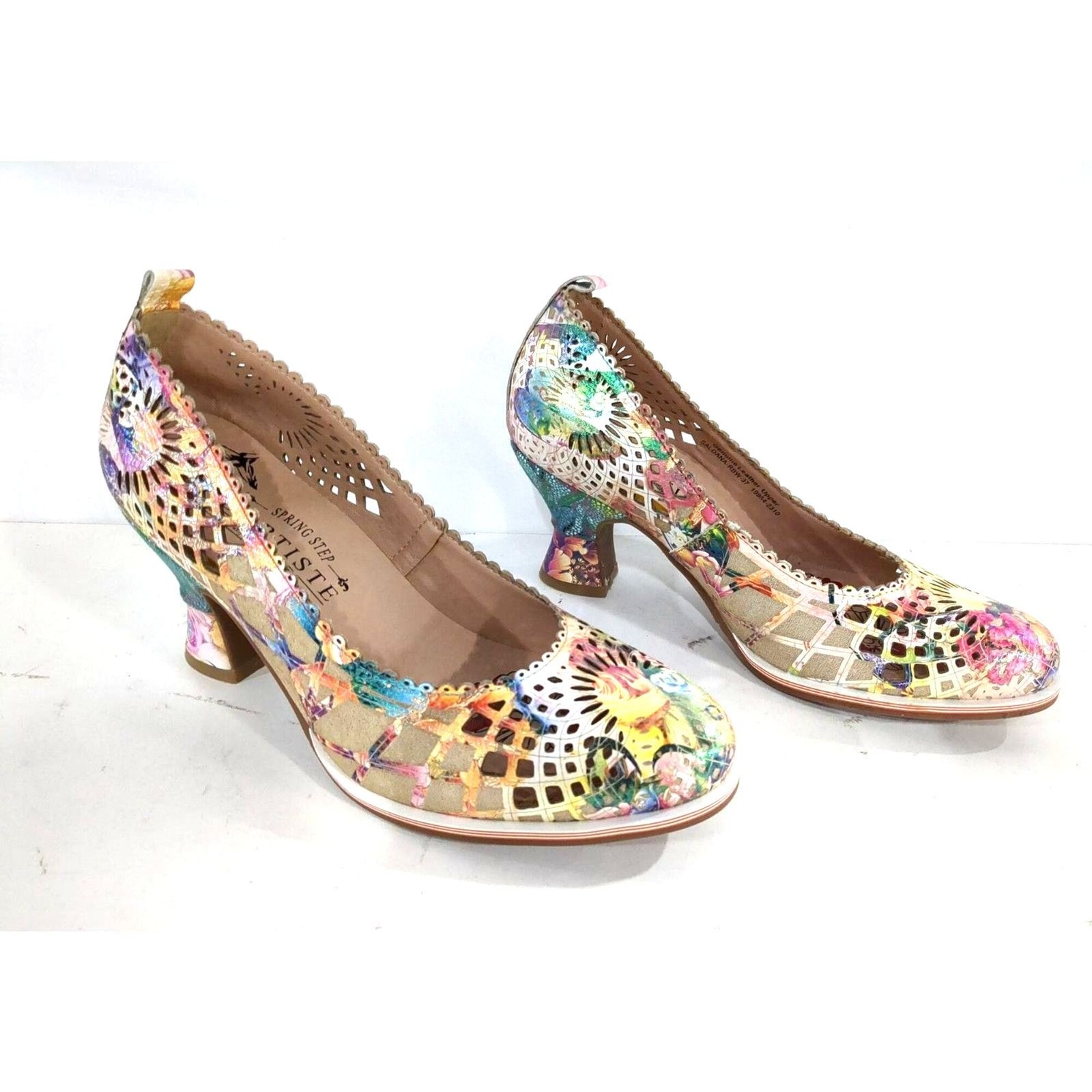 Spring Step L’Artiste Saldana Leather Rainbow Pump Heels EU 37 US 6.5