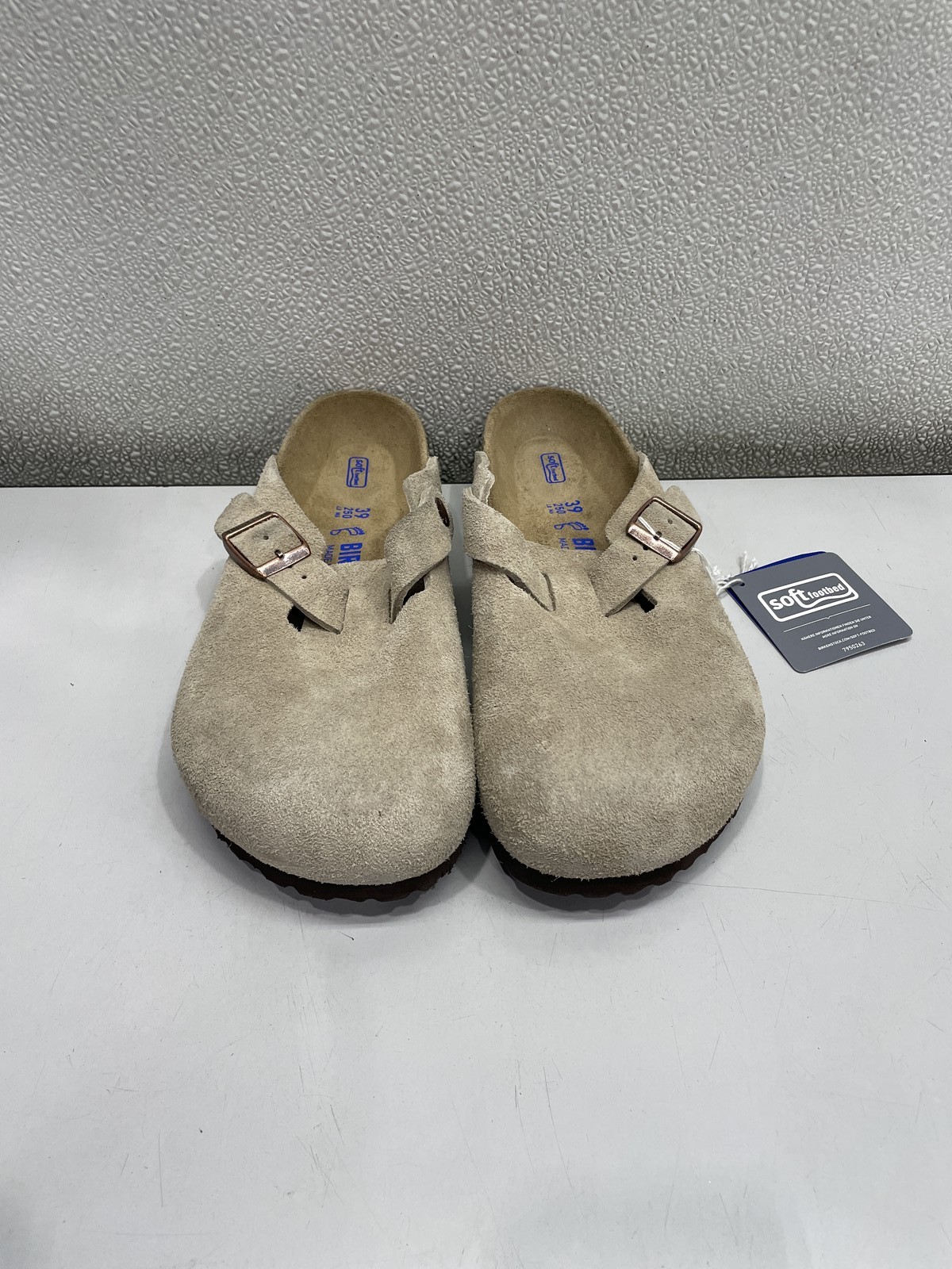 Birkenstock Boston Soft Footbed Suede Leather Clog Unisex W8, M6 In Taupe