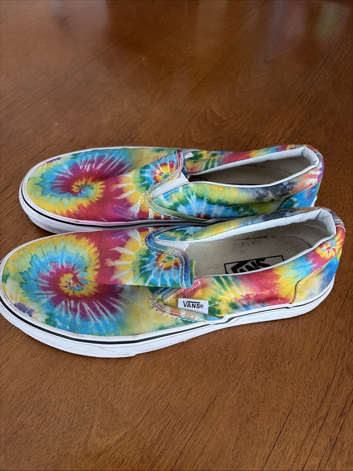 Vans Tie Dye Shoes Red Blue Yellow Green Slip On M6 W7.5