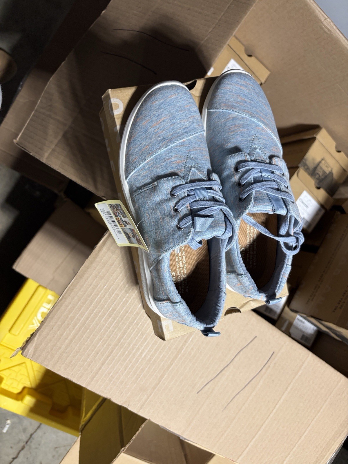 TOMS Del Rey Women’s Lace Up Low Top Sneaker Alaskan Blue Heather Jersey Casual