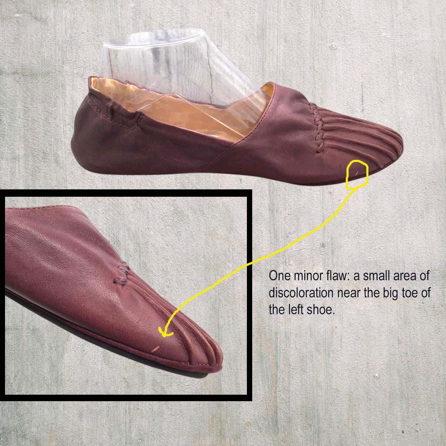 Chocolat Blu CAM2 Plum Purple Leather Pleated Ballet Flats Shoes Moccasin Sz 8.5
