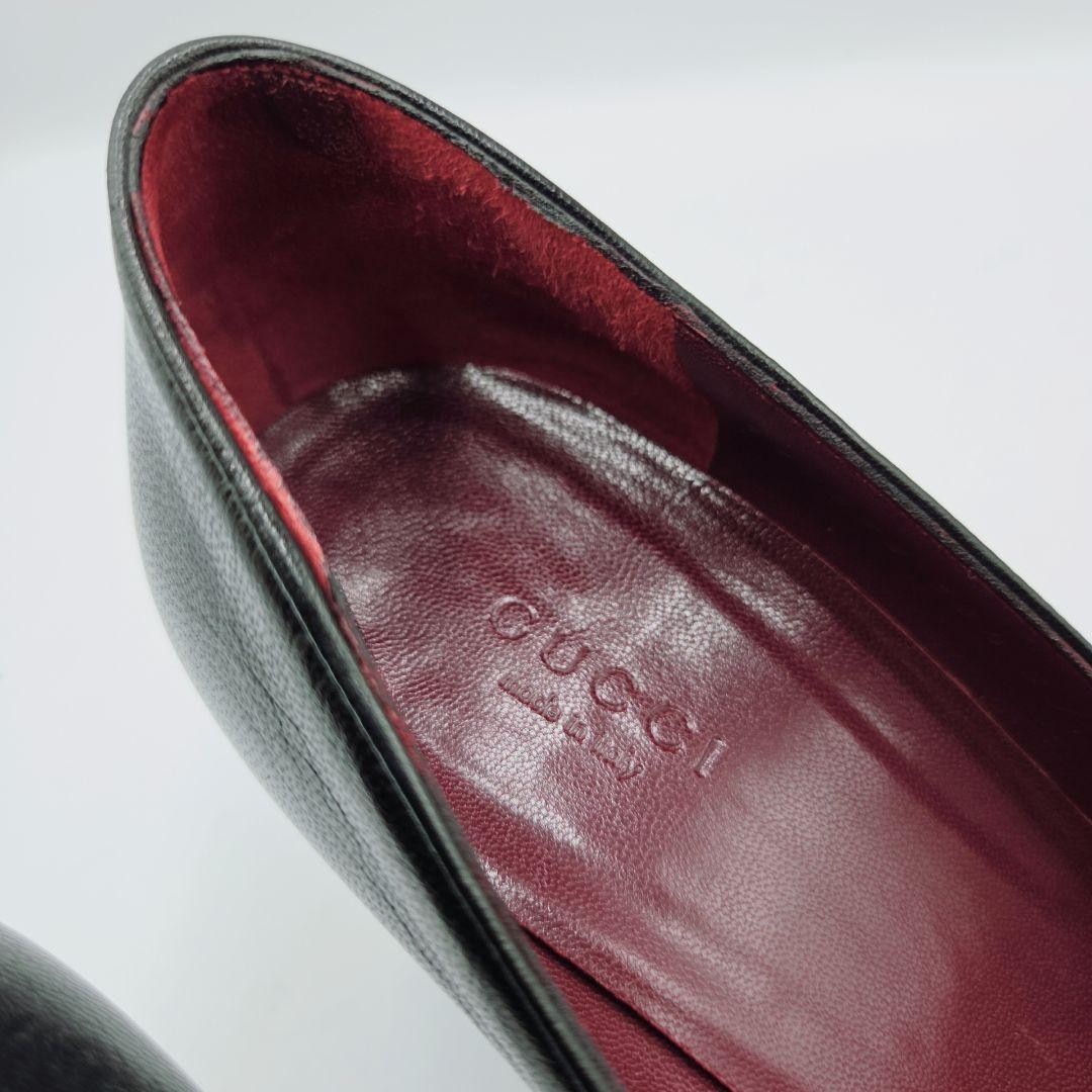 GUCCI Pointed Toe Pumps Size 36.5 Black Leather Elegant Design