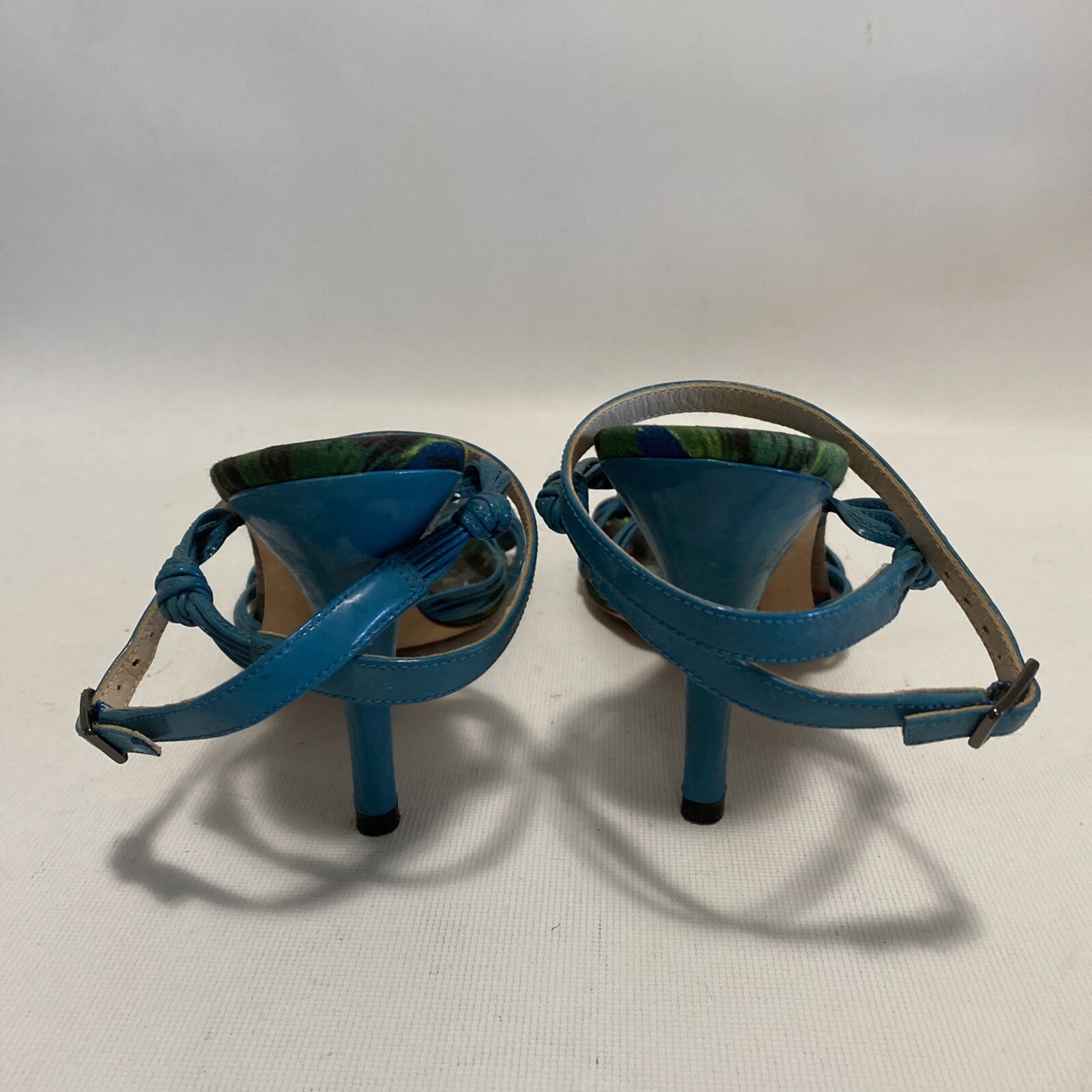 Via Spiga Patent Leather Strappy Sandal Heel Turquoise Size 7.5