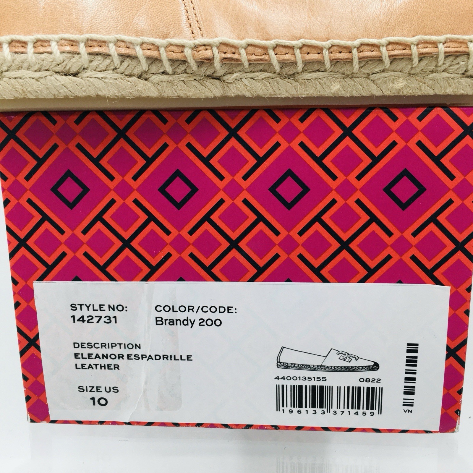 TORY BURCH – ELEANOR – BRANDY / GOLD – Leather Women’s Espadrille Size 10 M