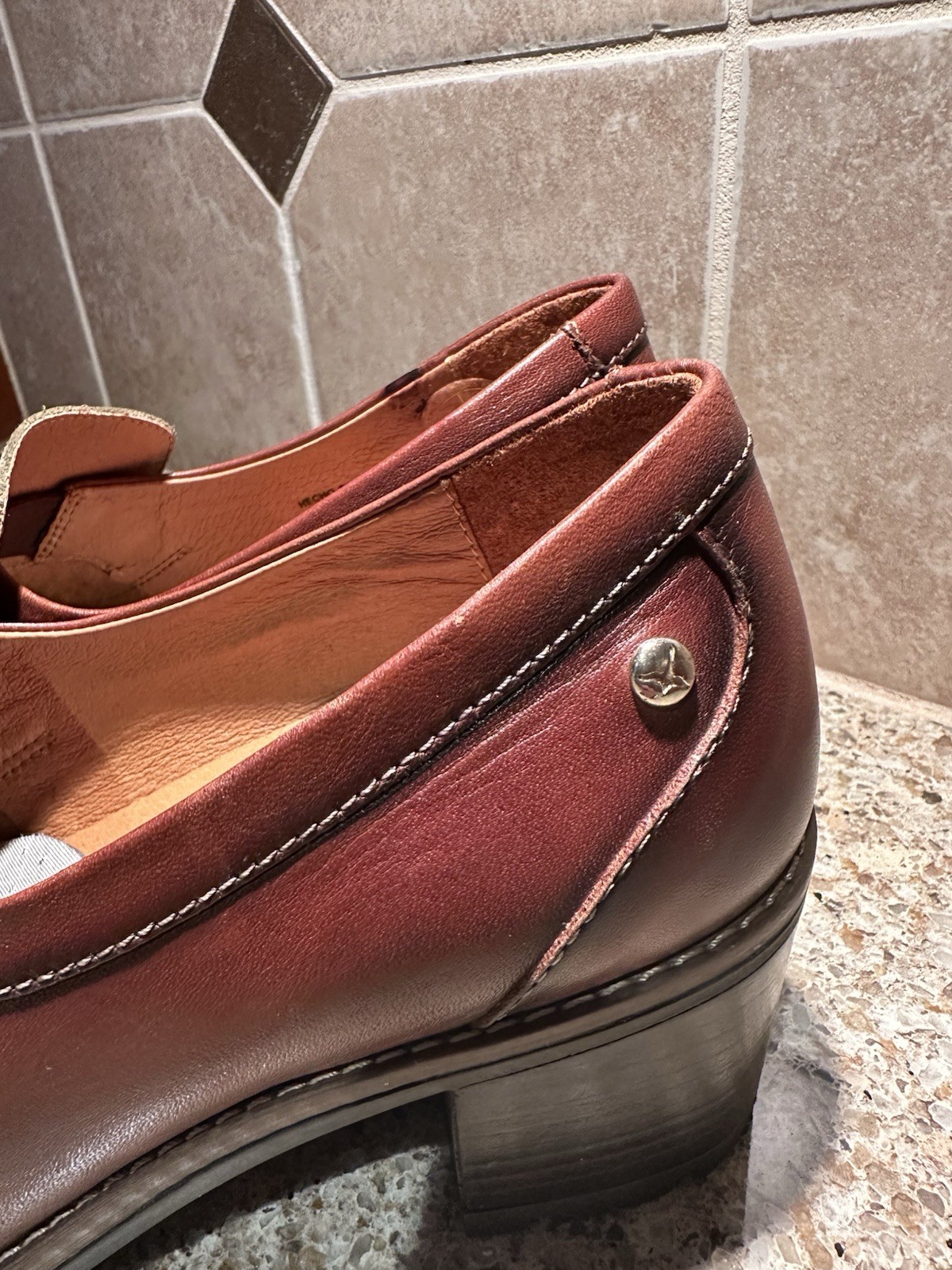 New PIKOLINOS ‘Llanes’ Women’s Mixed Loafers with Heel Cognac – EU37 (US 6-6.5)