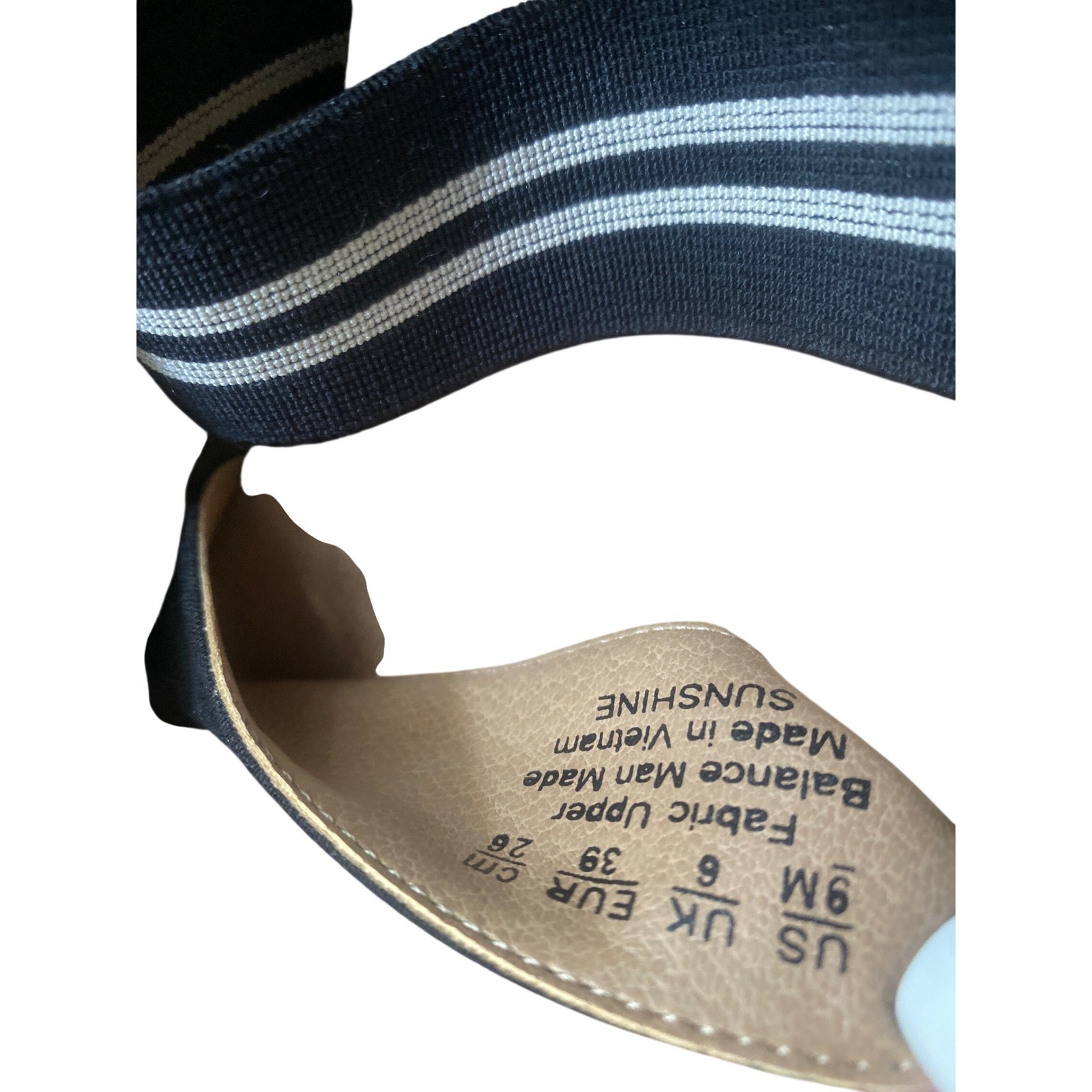 LifeStride Sunshine Black Striped Elastic Wedge Sandals Womens 9M Velocity 2.0