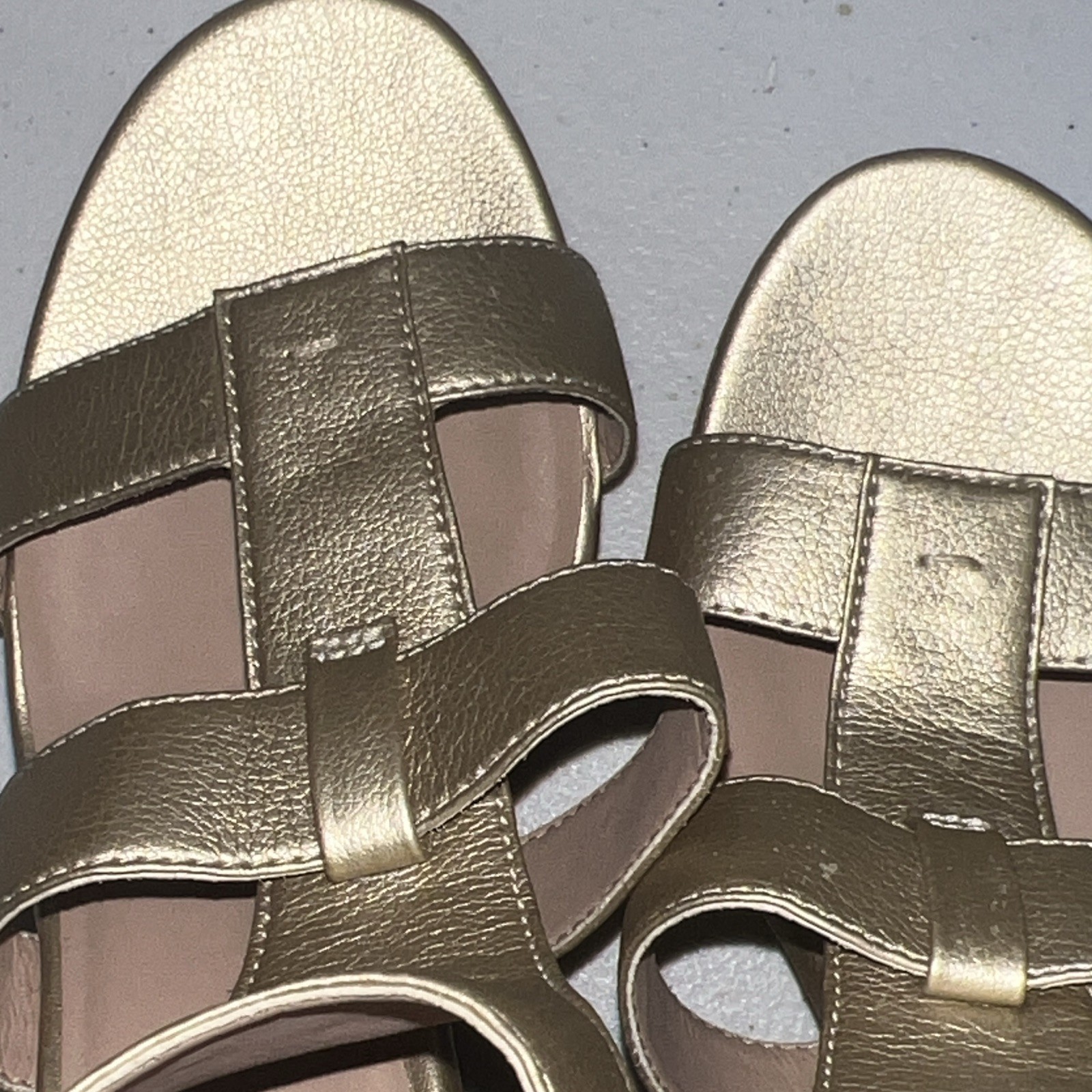 UGG Whitney Wedge Sandals Leather Gold Metallic Zip US 7.5 EU 38.5