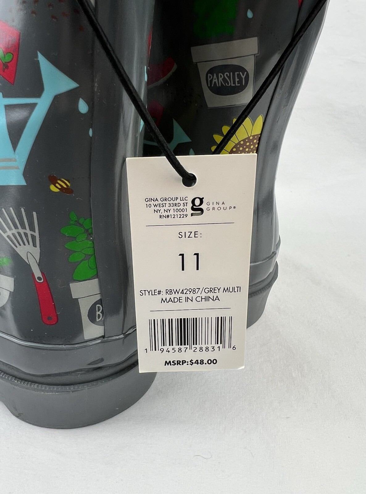 NWT VIA ROSA Rain Boots Womens 12″ Garden Boots Waterproof Rubber Sz 11