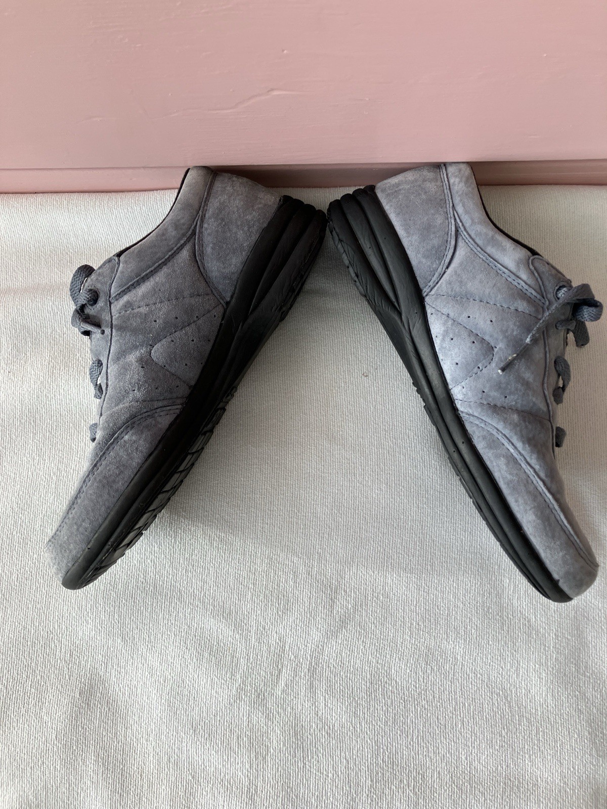 Propet Womens Washable Walker Grey Leather Shoes 7B