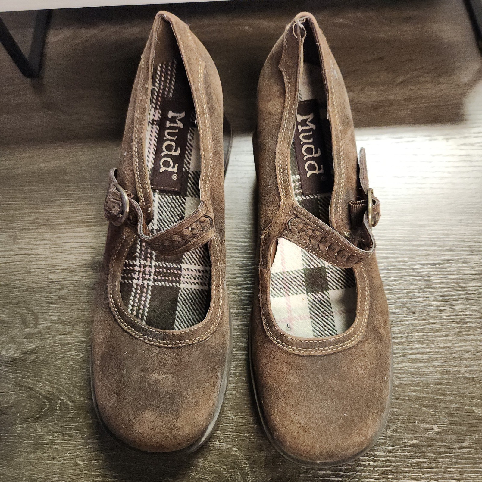 Vtg Mudd Y2K Brown Plaid Chunky Heel Platform Mary Jane *Fit Size 9/10 RARE 90’s