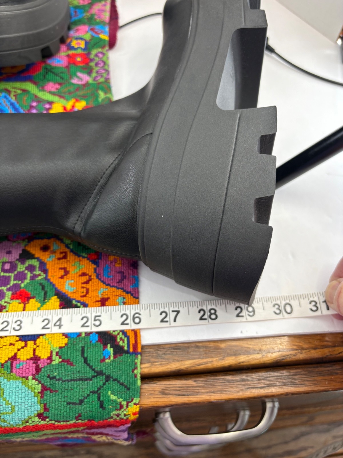 ASOS Design Italy «KAYA» Black PU Dominatrix Chunky Platform Thigh Boots 8M EUC