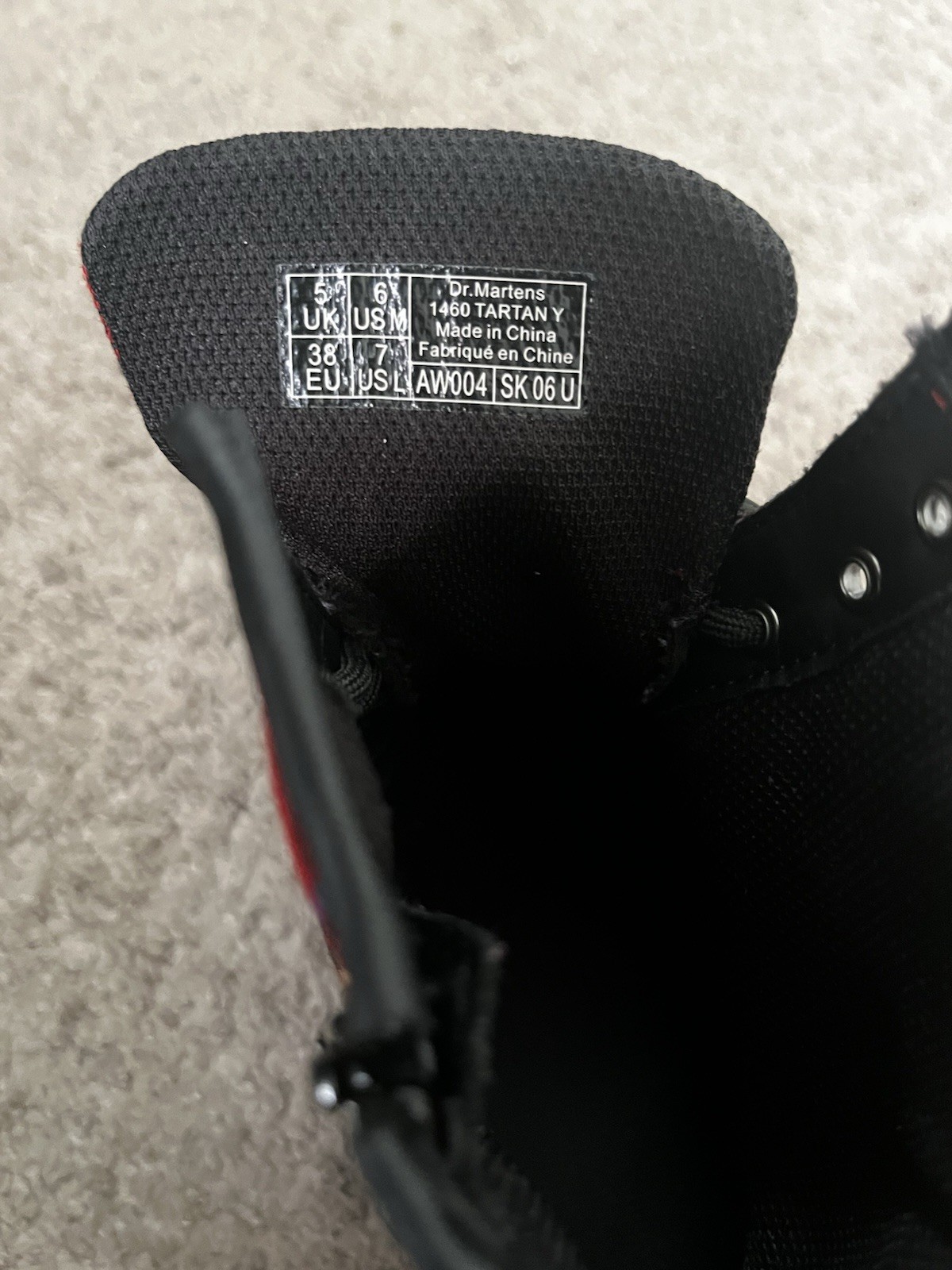 Dr. Martens Red 1460 Tartan Plaid Fabric Ankle Combat Boot Size 6 $50