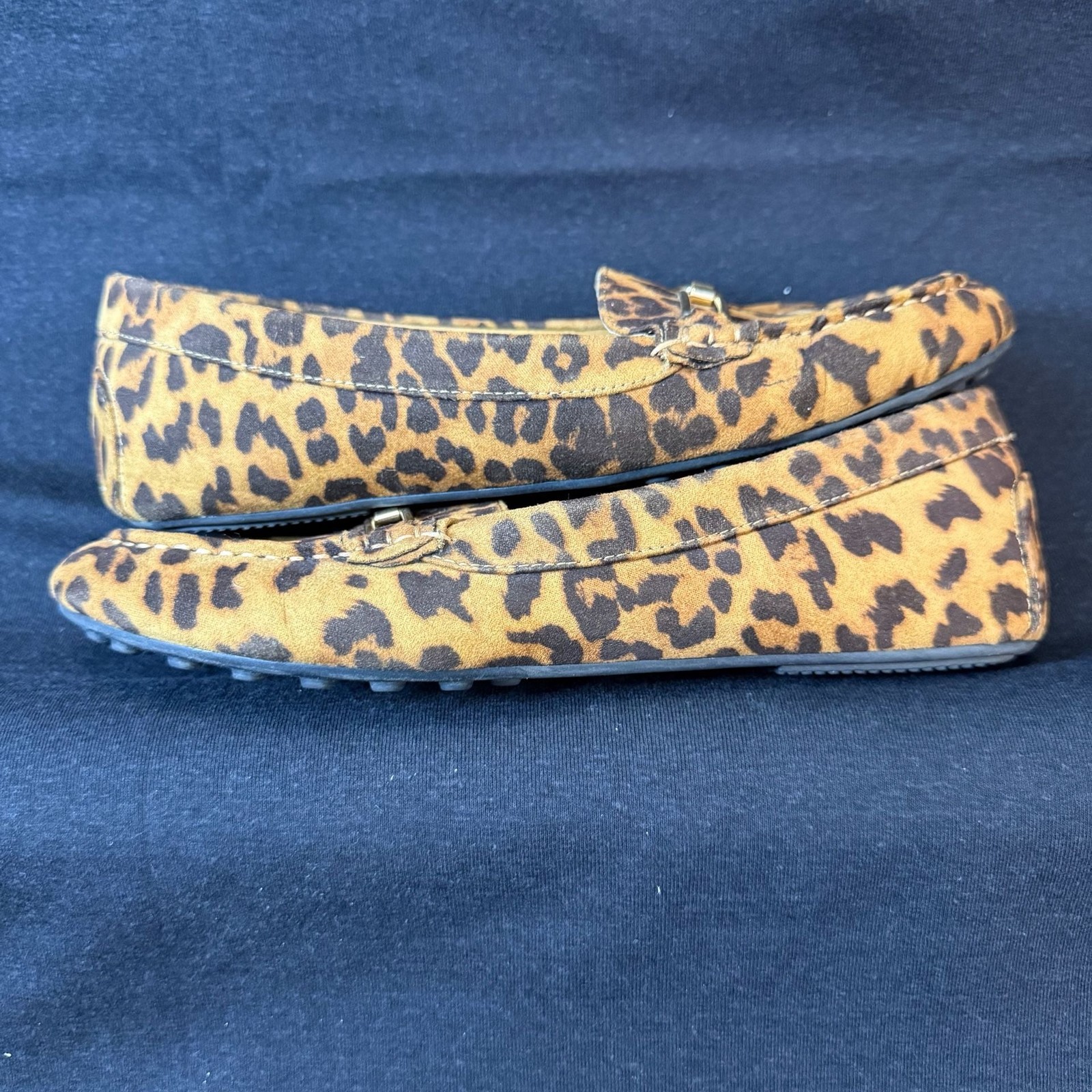 JustFab Women’s Leopard Print Moccasin Driving Loafers with Horsebit Detail
