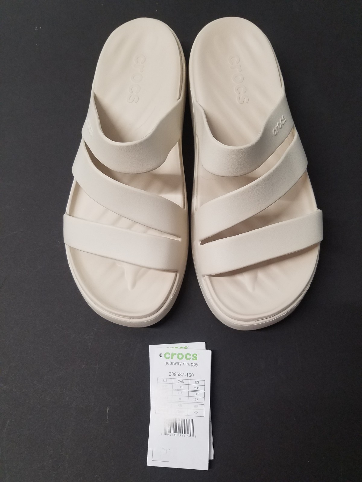 Crocs Getaway Strappy Sandals 11 Cream 209587-160 Slip On Comfort Shoes 3749JR