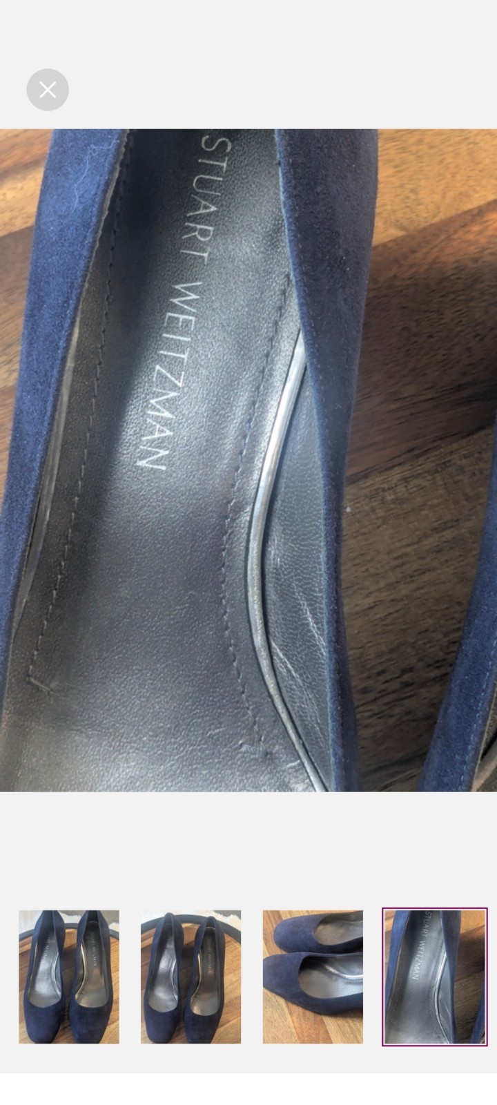 Stuart Weitzman Pumps Marymid Women 9.5M Suede Leather Navy Blue Block Heel