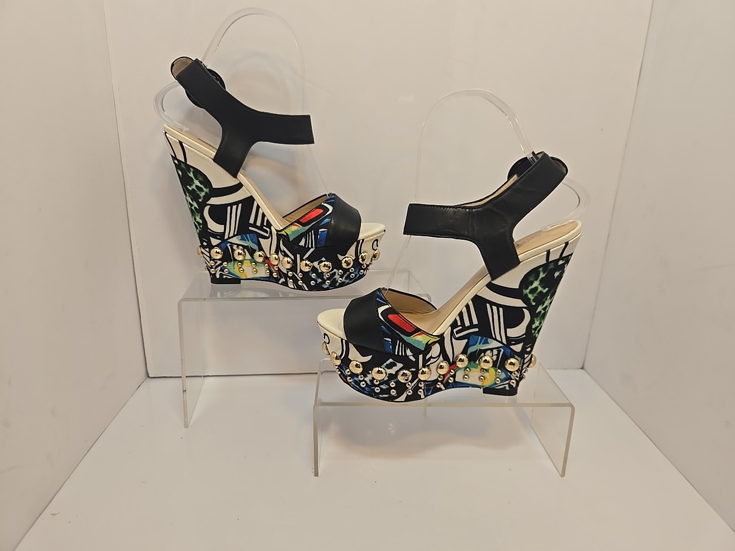 Just Cavalli Sandal Wedge Open Toe Platform Multi Color Sandals 36 / US 6 M