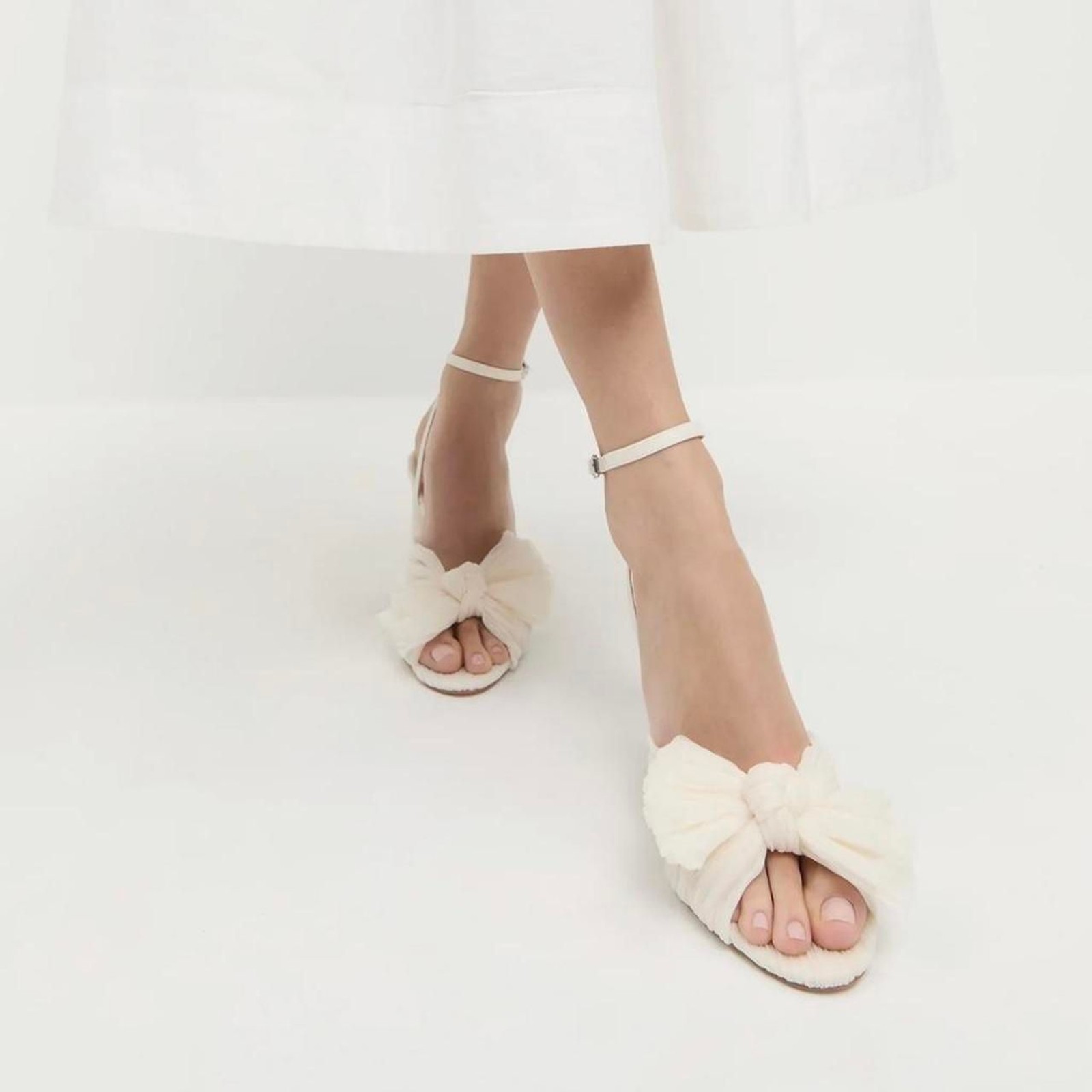 Loeffler Randall Camellia Pearl Pleated Bow Heel 11 Wedding Bridal Bachelorette