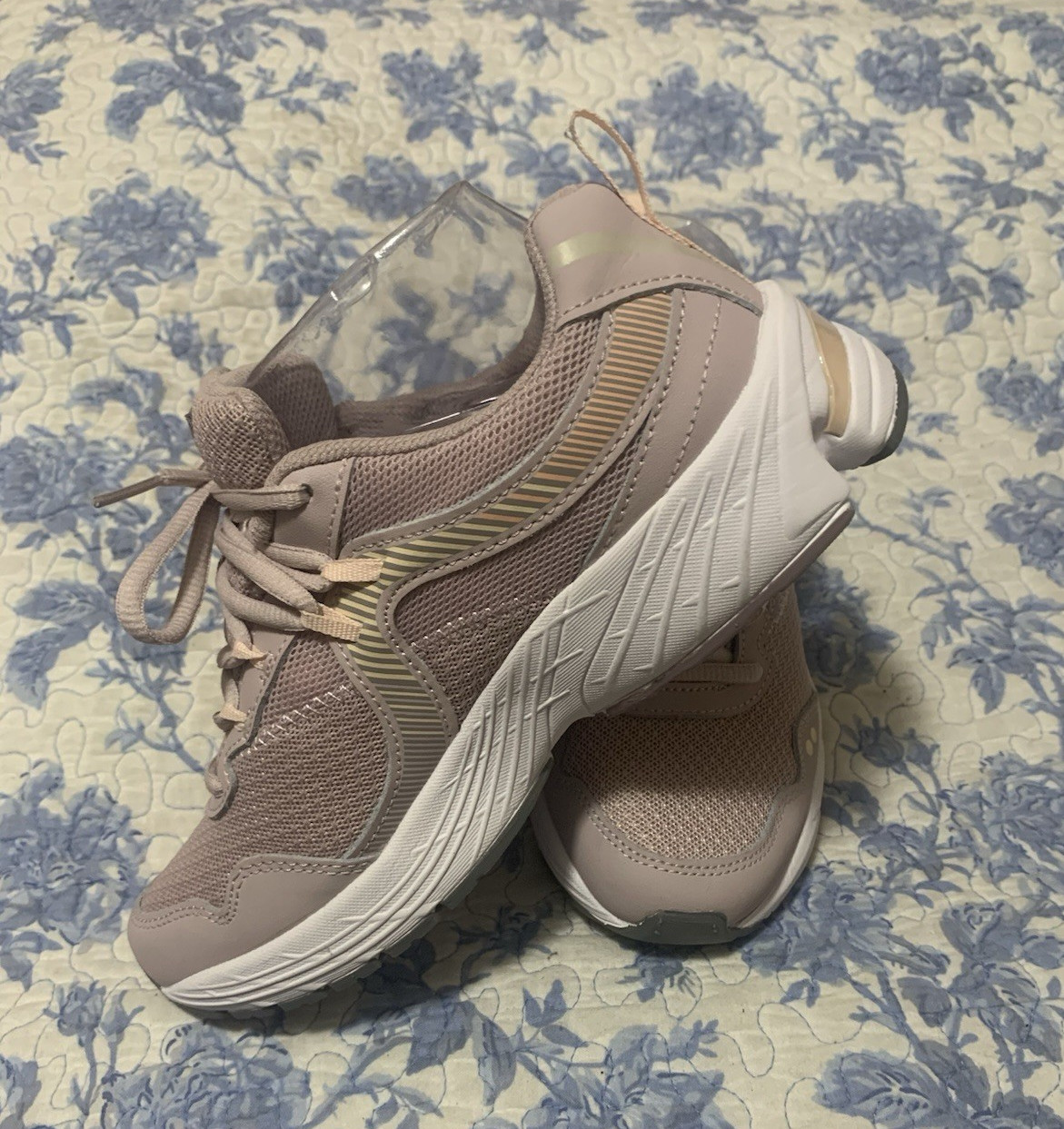 Ryka Women’s Lace-Up Walking Sneaker Pink/White Foam Cushioned Comfort