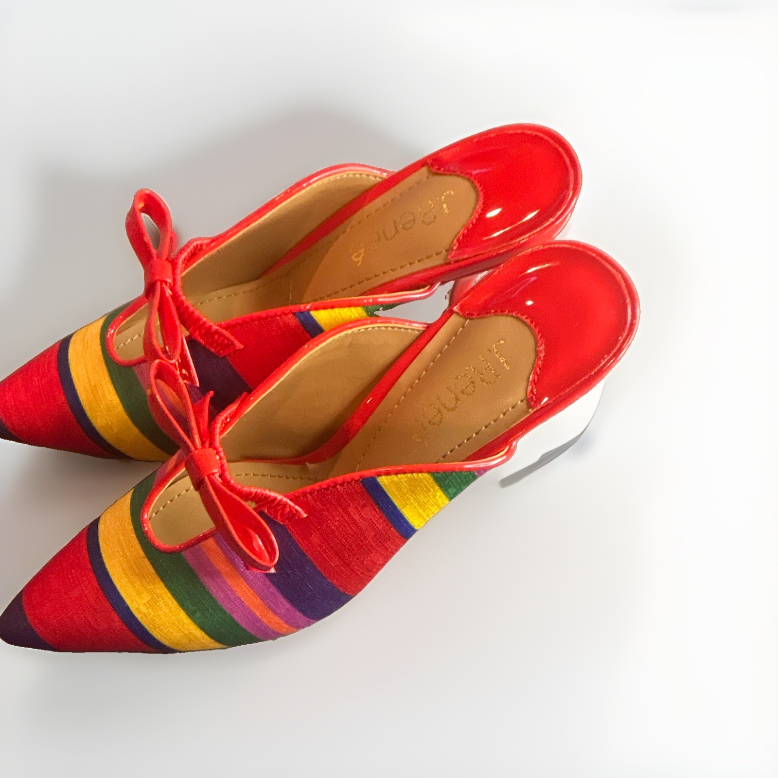 J. Renee Women’s Striped Bow Slip-On Mule Stiletto Pointed Toe US 7