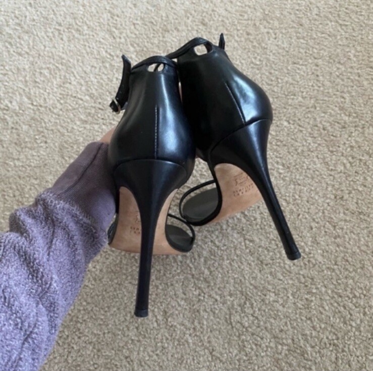 Stuart Weitzman Nudistsong Black Nappa Leather Sandal Size 10