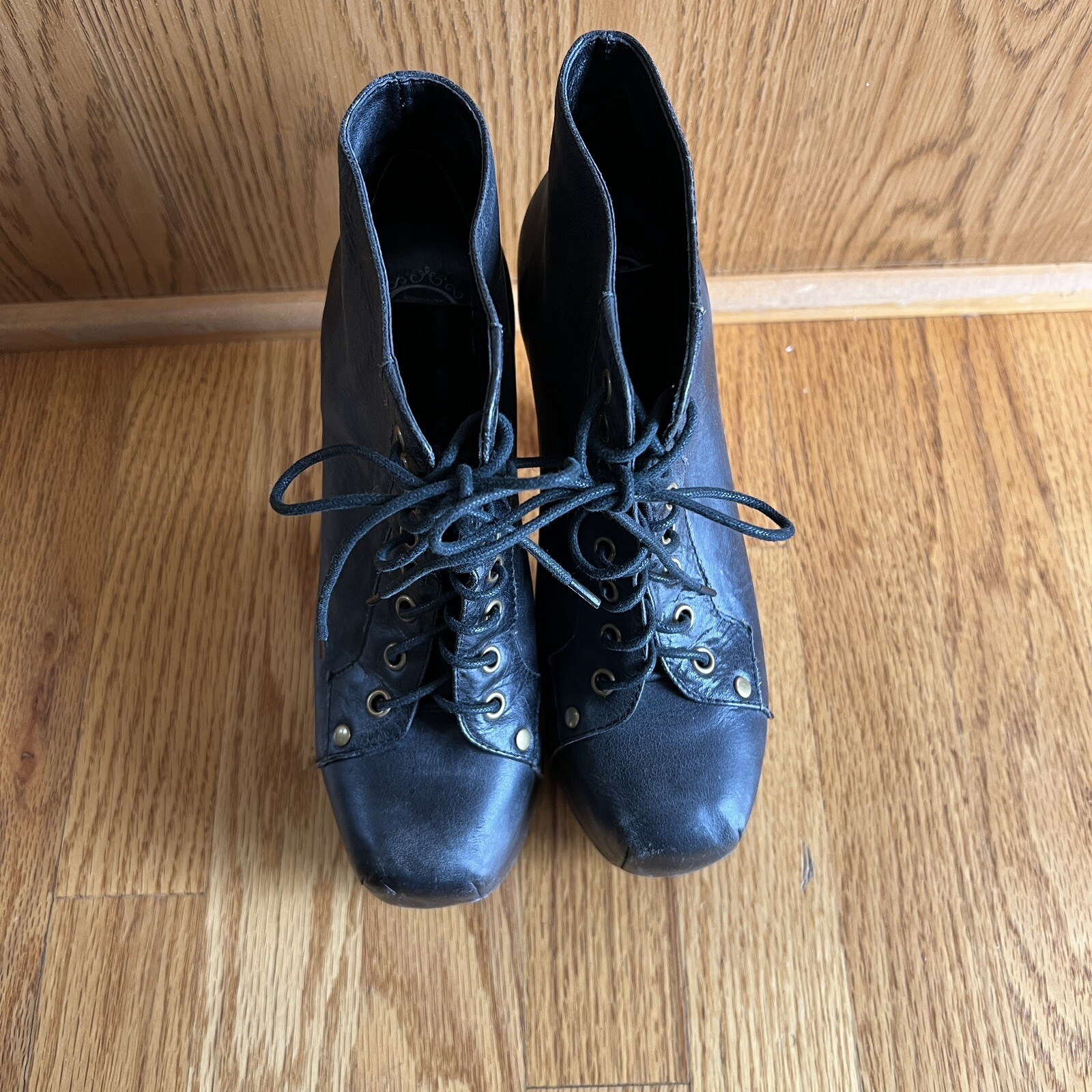 Jeffrey Campbell Havana Last ‘Lita’ Black Leather Platform Heeled Boots size 6 M