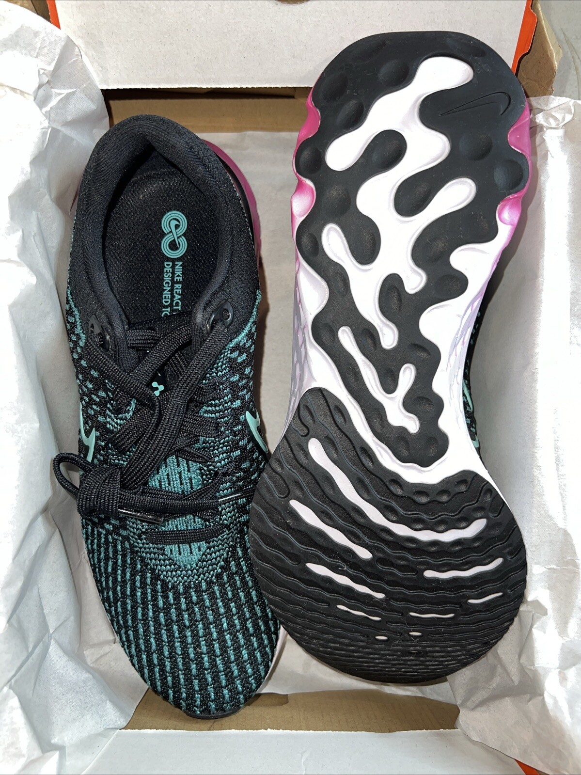 Nike React Infinity Run Flyknit 3 Black/Pink Women’s Running DD3024 003 Size 7.5