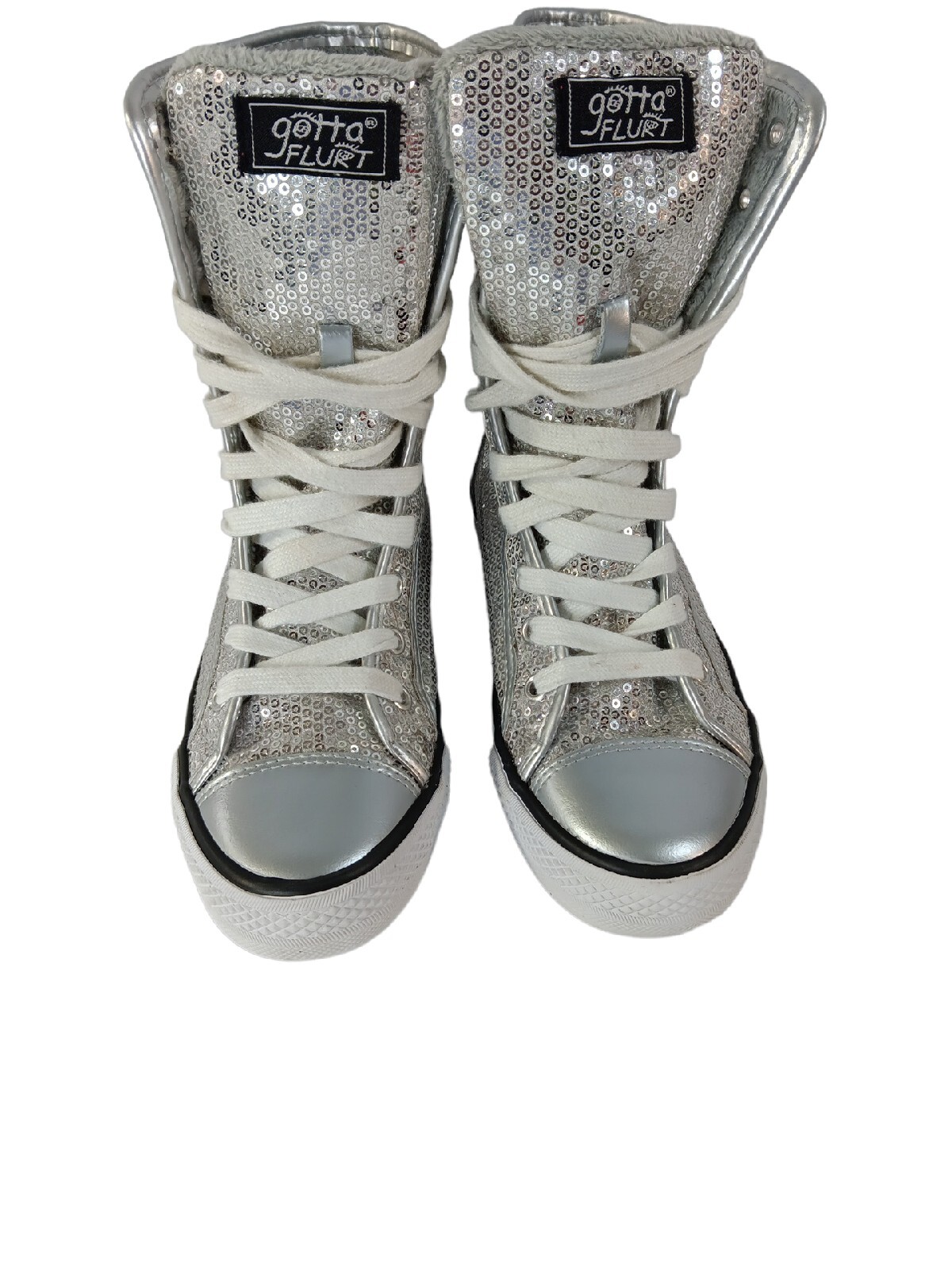 Gotta Flurt Silver Sequin/ White Women’s High Top Shoes 5.5 Destiny 17981084